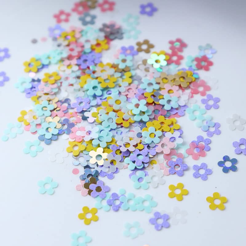 6 Grids Hollow Plum Flower Sequins for Nail,Mixed Colorful Floral Nail Flakes 3D Confetti Flowers Nail Glitter Shiny Flower Nail Flakes Acrylic Nails Supplies for Women Girls Manicure Decorations
