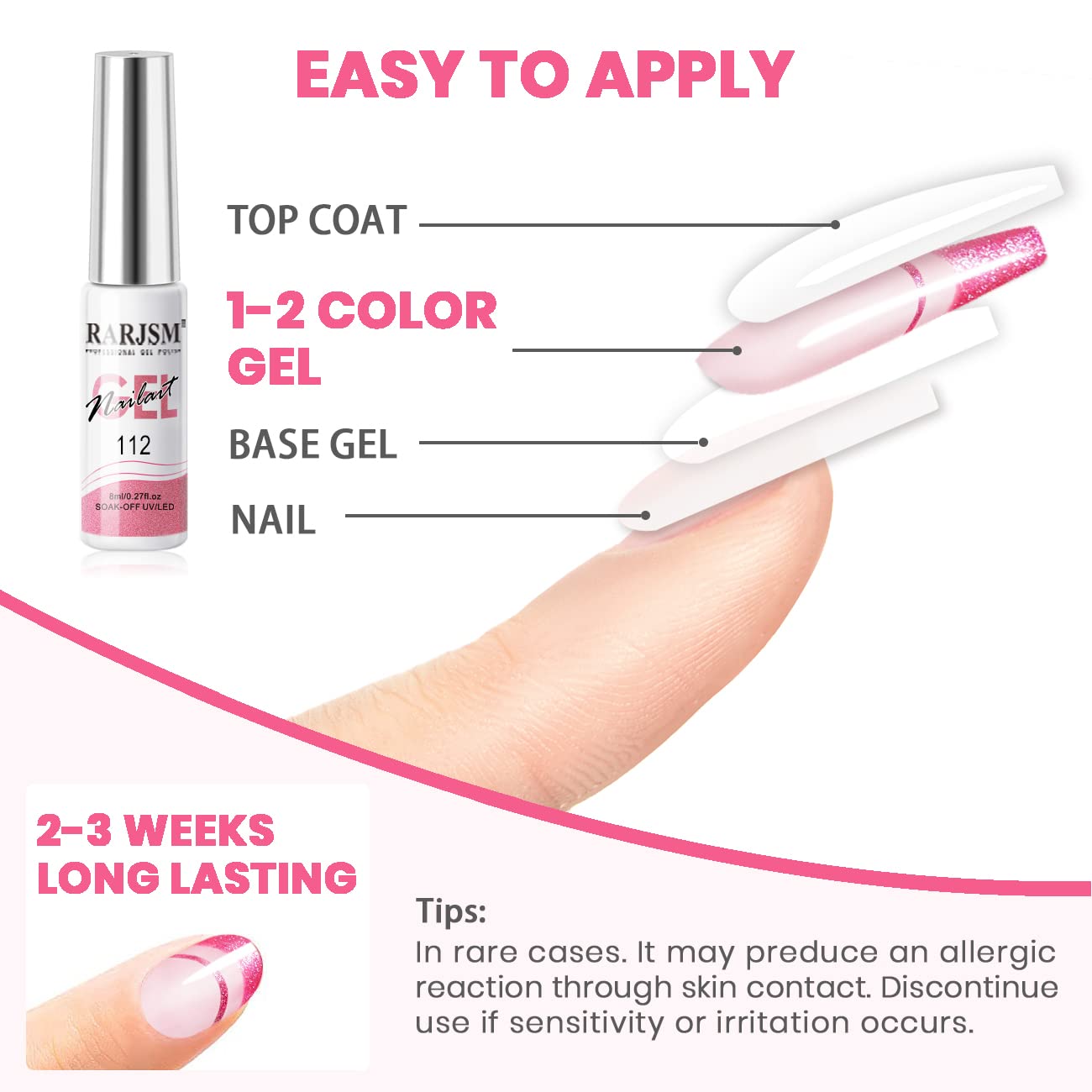 RARJSM Metallic Gel Liner Nail Art Pink,Glitter Painting Gel Nail Polish 2PCS Set,Mirror Chrome Hot Pink Drawing Line Art Gel with Thin Brush Nail Design Line Wire Curing Requires 8ml DIY Manicure