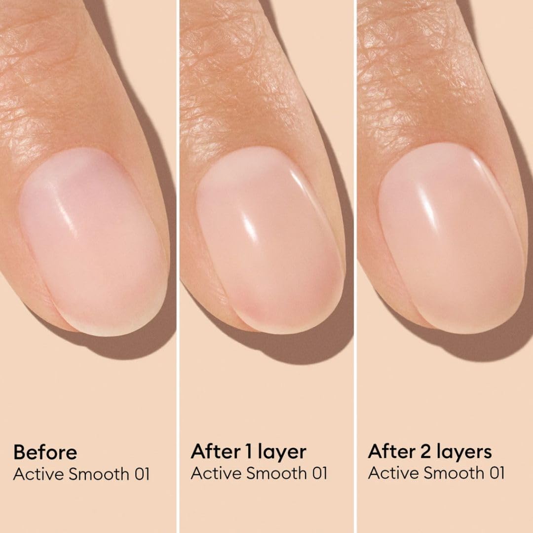 Manucurist Active Smooth 01 Nail Concealer Polish & Care - 2 in 1 Nude Nail Polish : Nail Strengthener and Growth - No Lamp - Nail Concealer - Ridge Filler for Nails - Beige Finish