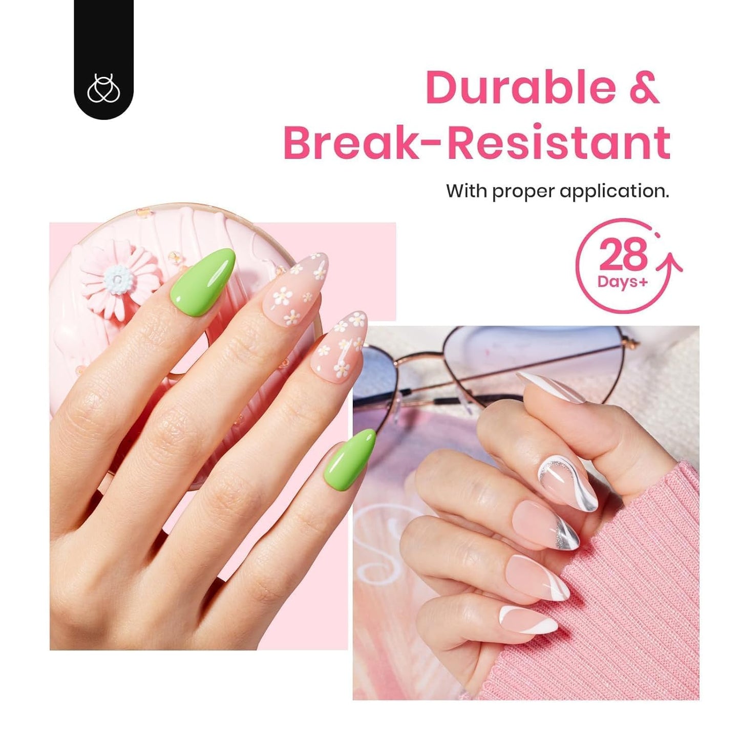 Beetles Gel Short Almond Nail Tips, 288Pcs Pre-Shape Clear Short Almond Gel Press On Nail Fake Nails Easy Nail Extension Full Cover False Nails for Gel Nail Polish Gelly Tips DIY Nail Salon