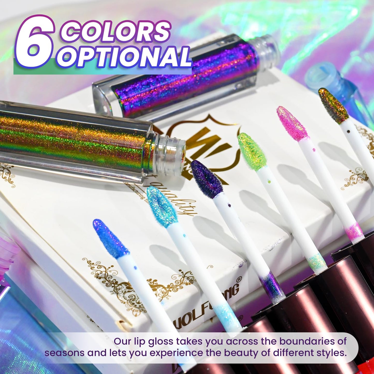 CHARMACY 2 In 1 Multichrome Moisturizing Lip Gloss, Double Head Liquid Lipstick, Mirror Waterproof Long Lasting No Fading Lip Balm, Hydrating Lip Plumper Waterlight Glossy Makeup #004