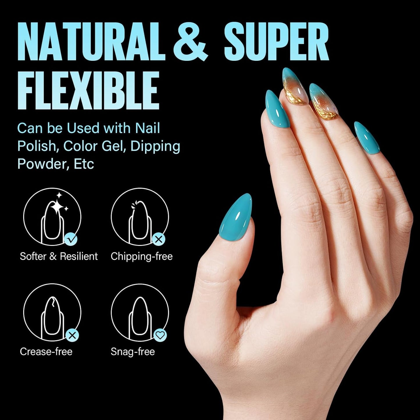 TOMICCA Medium Almond Nail Tips, 240Pcs Soft Acrylic Nails Tips Pre-Shaped Gel Tips, Medium Almond Press on Nails Clear Full Cover Fake Nails for Nail Extension Nail Salon 12 Sizes