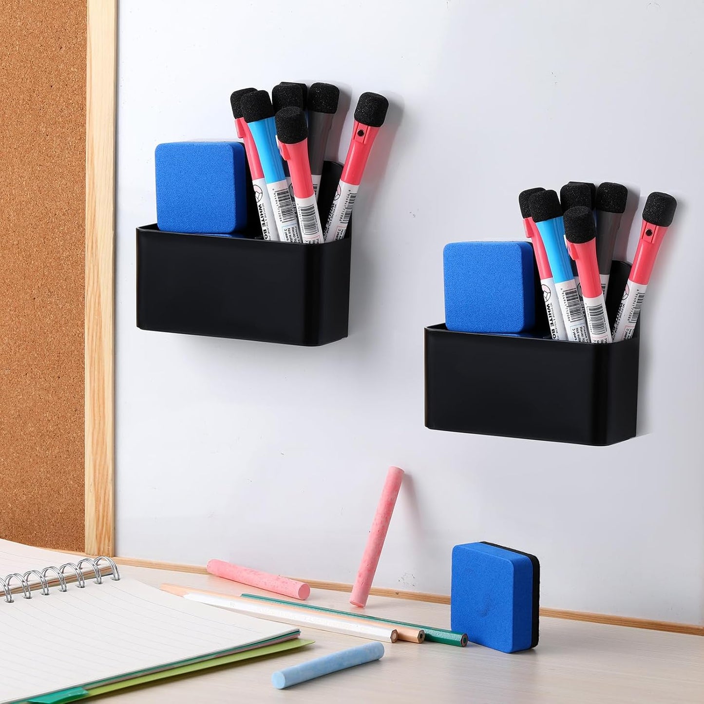 20 Pack Magnetic Dry Erase Marker Holder Bulk Whiteboard Magnetic Marker Holder Pen Pencil Organizer for Classroom Whiteboard Refrigerator Locker Storage (Black)