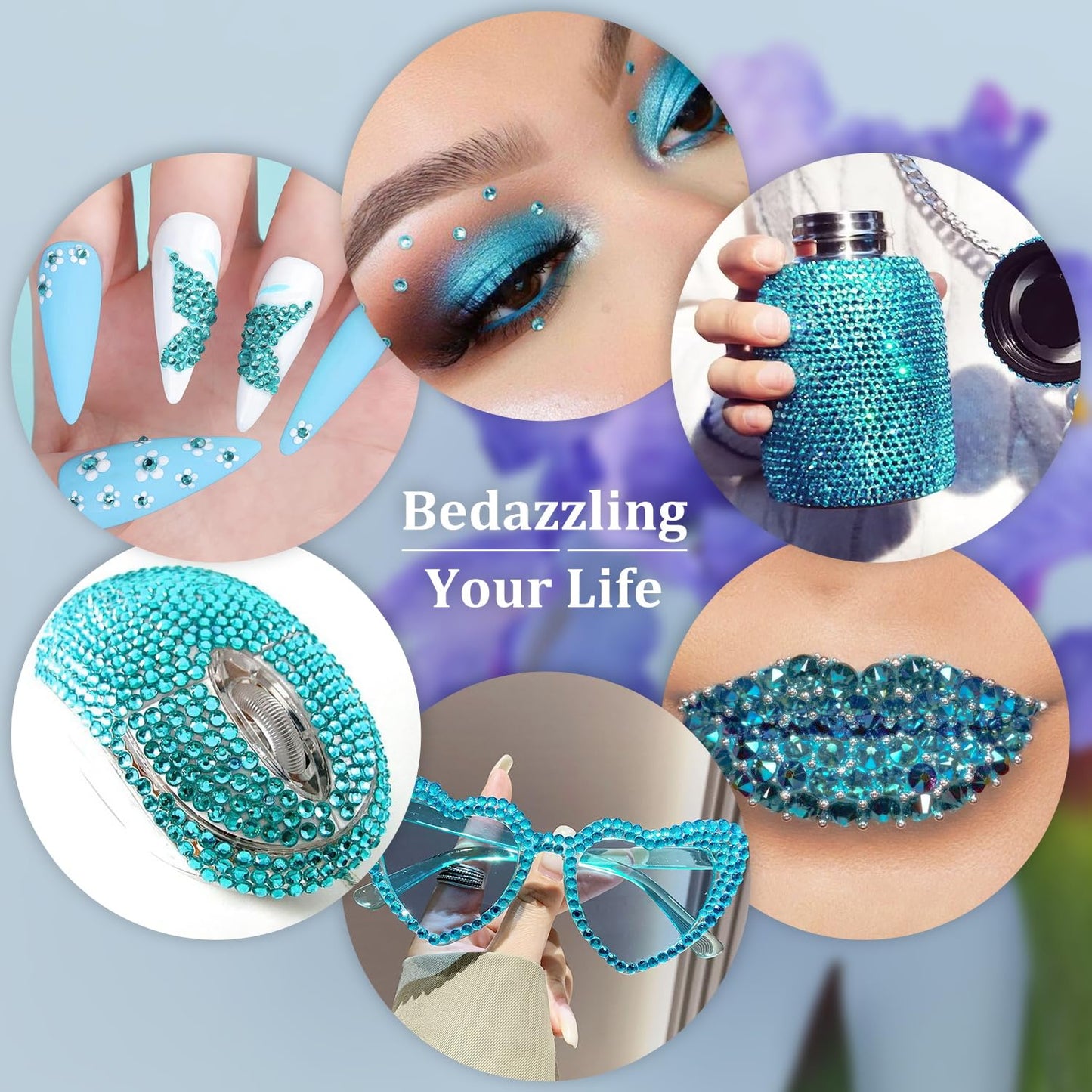 Resin Rhinestones for Crafting, 1 Box Lake Blue Multi Sizes Flatback Bedazzling Crystals for Crafts Nail Art Deco, Non Hotfix Gems Charms for Tumbler Shoes Clothing Fabric Face Makeup