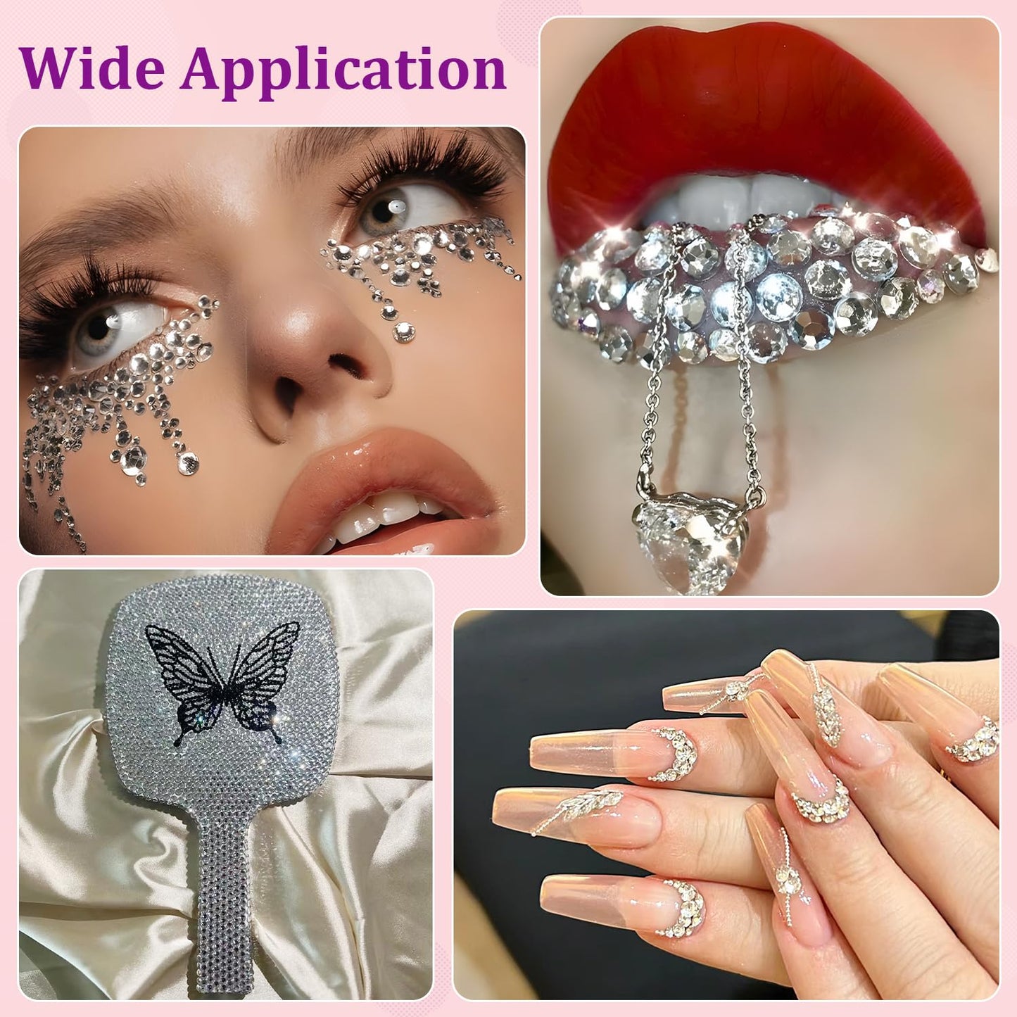 30000Pcs Resin Rhinestones for Bedazzling, Silver Clear Flatback Gems for Diamond Art, Crystal Bedazzler Kit with 3Pcs 10ml B7000 Jewelry Glue for Crafting Clothing Book Shoes Nail Art