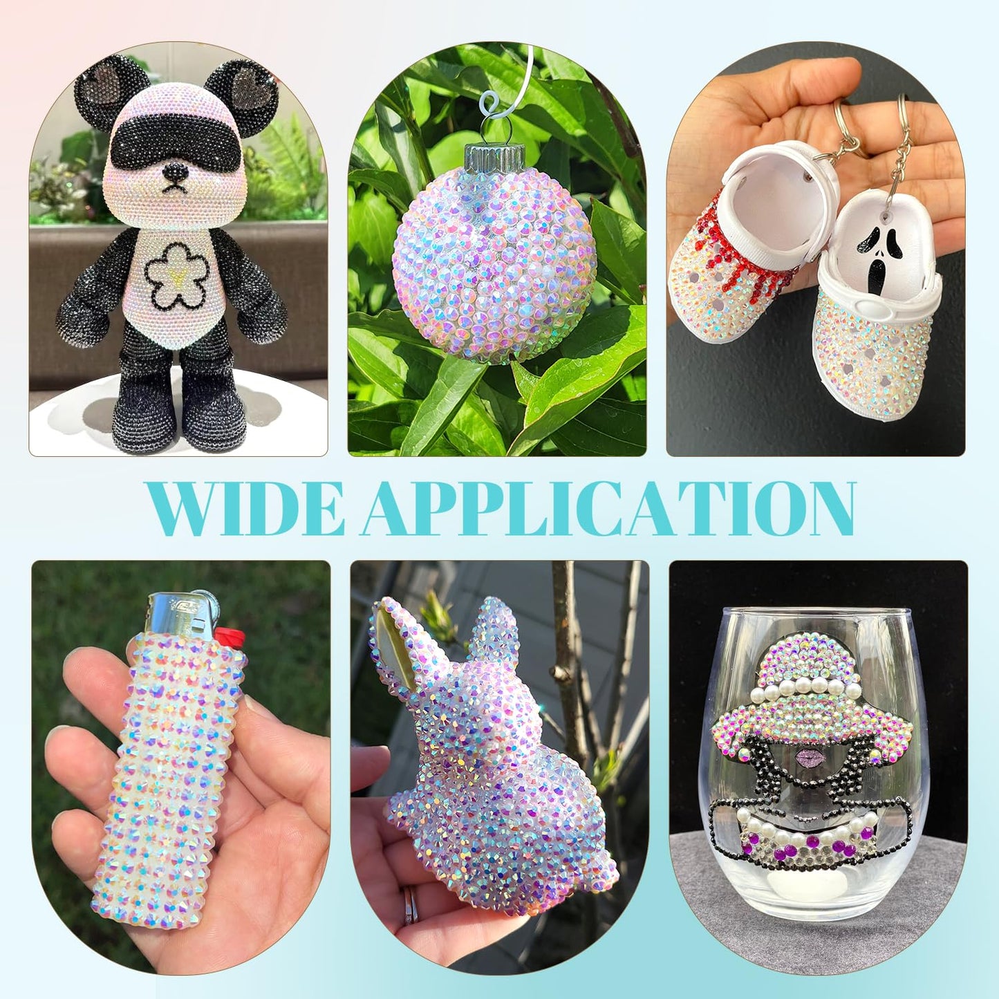 6100Pcs Jelly Resin Rhinestones for Crafting with 2Pcs 10ml B7000 Jewelry Glue, 1 Box Flatback Crystals Diamond (Transparent AB) for Bedazzling Crafts DIY Nail Art Non Hotfix Gems for Clothing Shoes