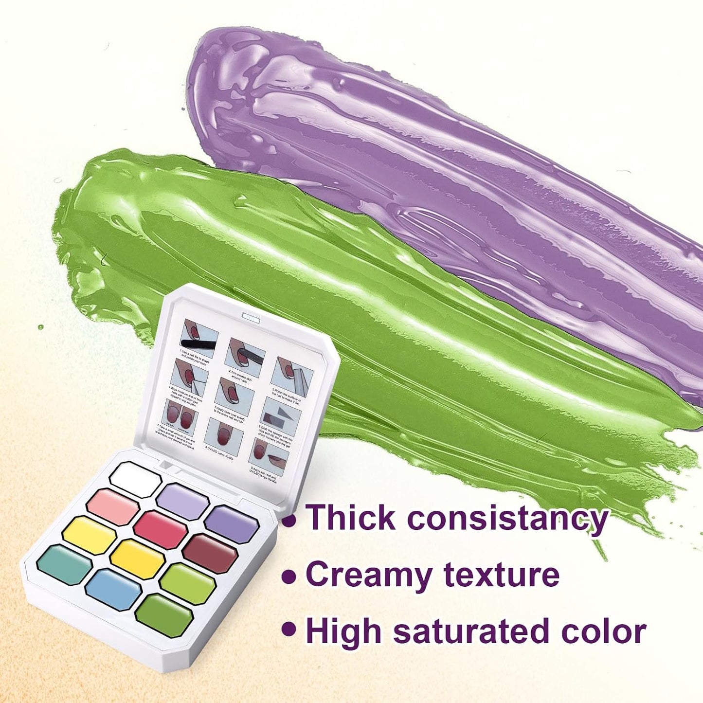 Gradient Painting Gel, 12 Bright Colors Ombre Gel Nail Polish for Pigment Pat Aura Nails, French Manicure DIY Nail Art,Long-lasting, No-wipe Soak of UV Palette Solar Flare