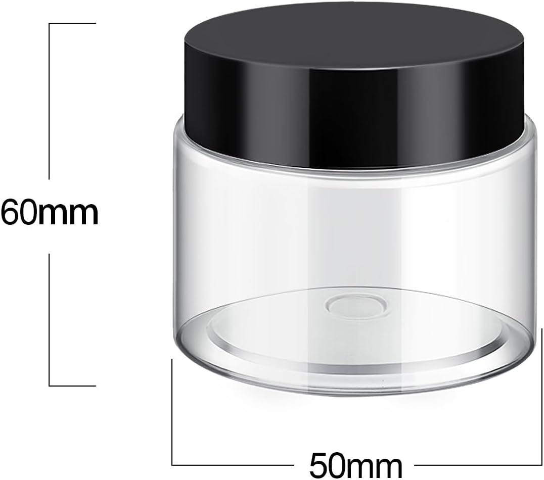 SATINIOR 36 Pieces 2.5 oz Plastic Jars with Lids Wide Mouth Airtight Reusable Container Acrylic Cosmetic Small Jars for Lotions Ointments Travel Toiletries Creams Make up Storage(Black)