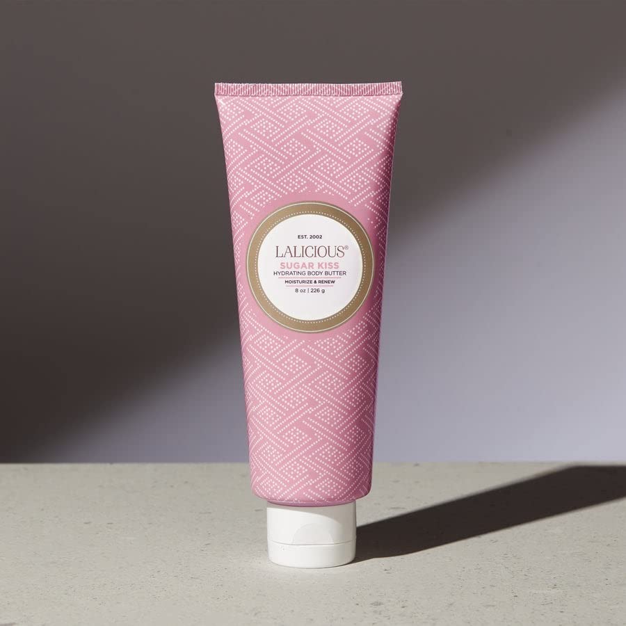 LALICIOUS Sugar Kiss Body Butter - Hydrating Body Moisturizer with Shea Butter, Cucumber Extract & Apricot Oil, No Parabens (8 Ounces)