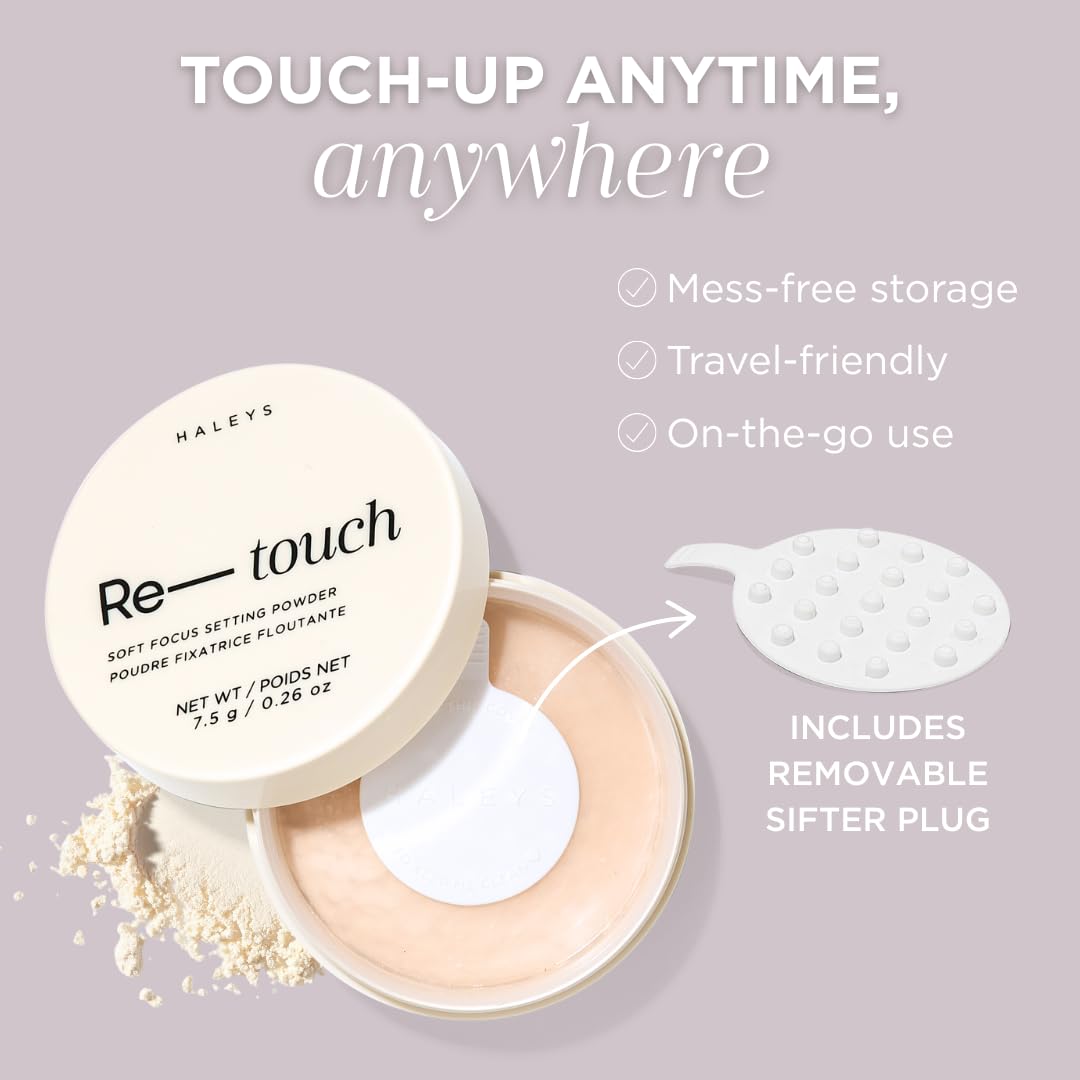 HALEYS Re-touch TALC-FREE Translucent Setting Powder: Blurring, Brightening, Long-Lasting, Oil Control, Matte Finish, Vegan+Talc-free for Sensitive Skin, Travel-Friendly, For All Skin Tones + Types