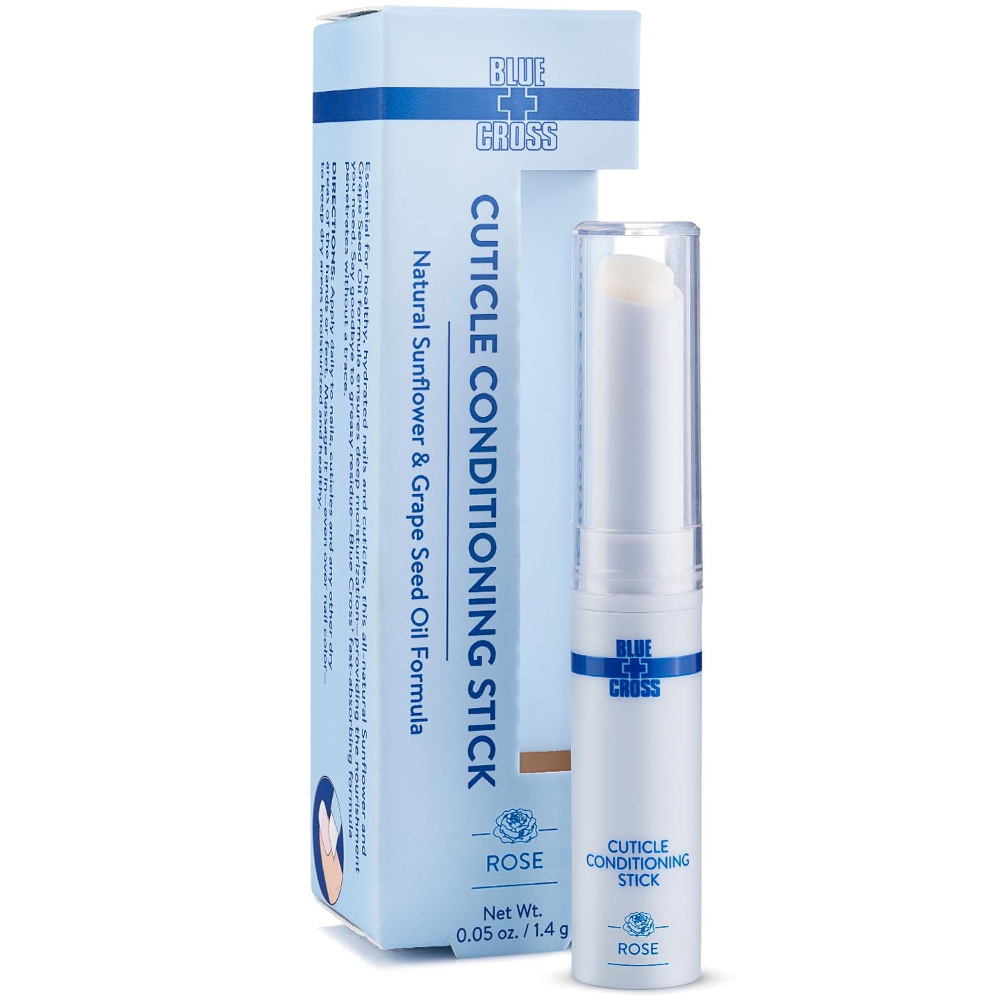 Blue Cross Cuticle Balm Conditioning Stick, Scented Cuticle Softener Oil Balm with Nourishing Sunflower & Grape Seed Oil, Professional Nail Care Supports Dry + Damaged Cuticles, 0.05oz, Rose