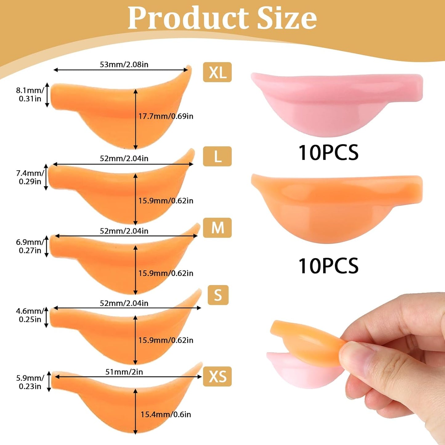 20PC Lash Lift Rods Set, Silicone Lash Lift Pads & Shields in Skin/Pink Tones, Reusable Lash Lift Tool with C & D Curls, Ideal for Eyelash Perm, Lash Lifting & Curling, Compatible with Lash Perm Kits