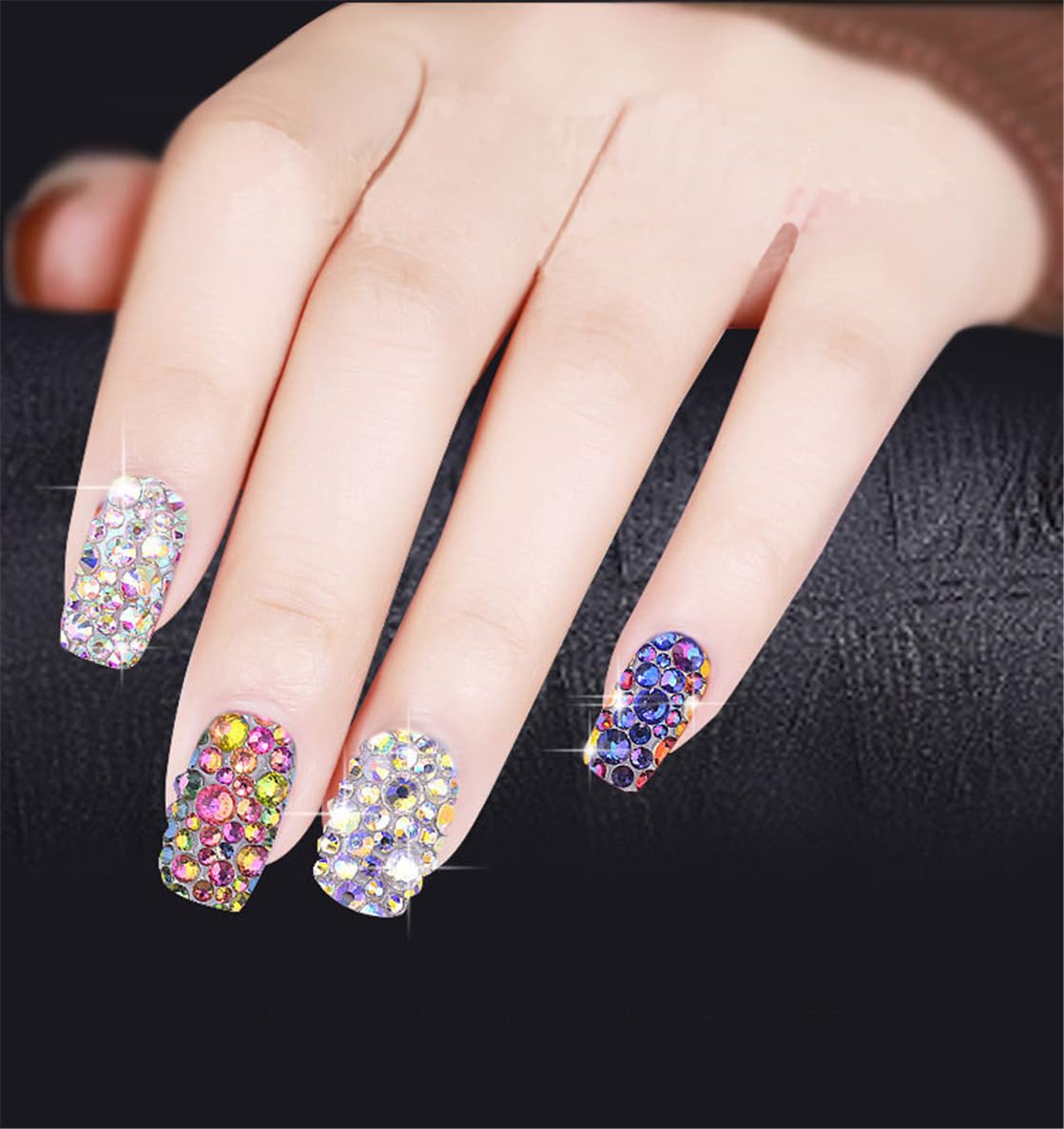 3000 Pieces SS6 2mm Flatback Rhinestones Clear Glass Round Gems Crystals for Nail Art DIY Crafts Clothes Shoes Bags （Crystal Blue）