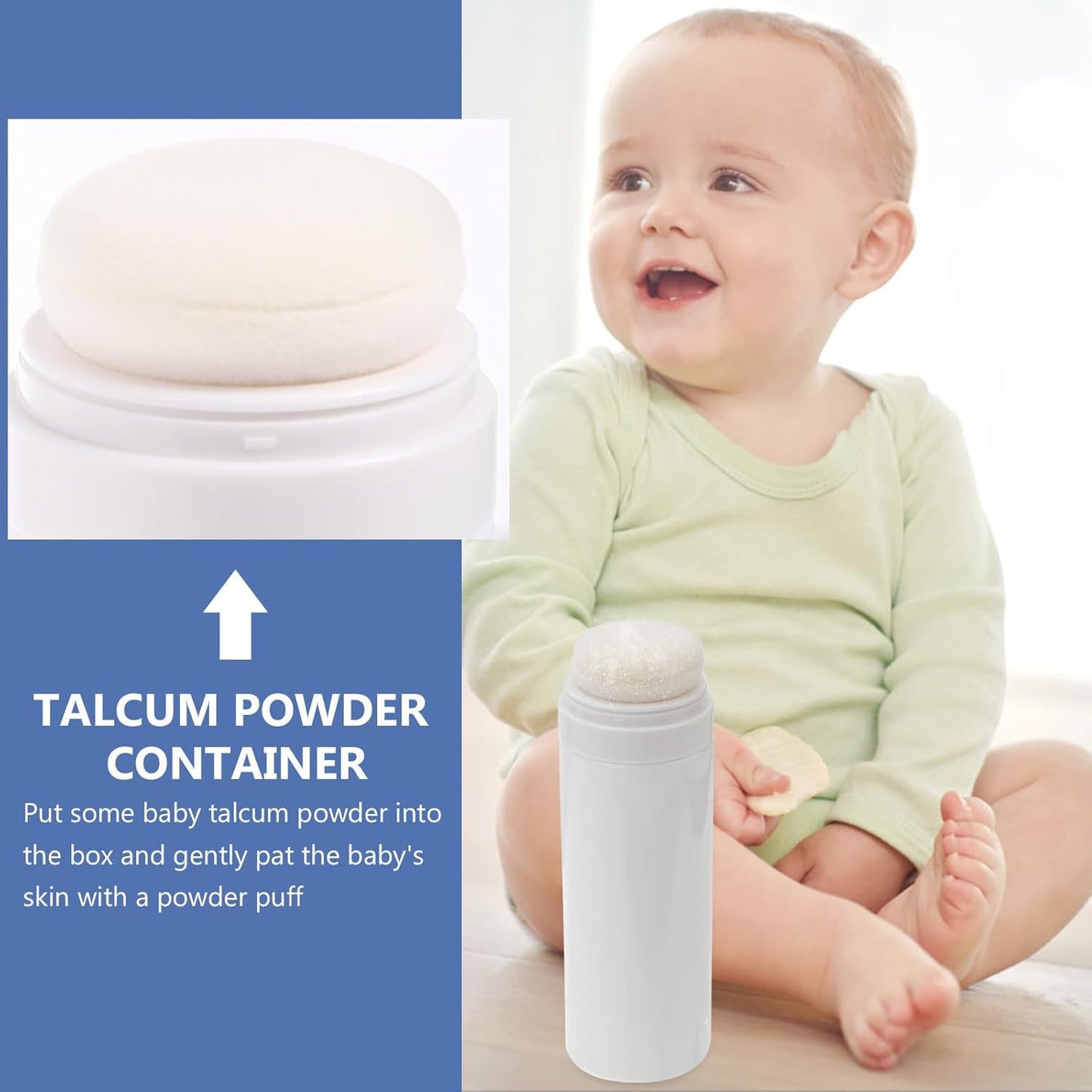 Travel Powder Puff Box with Puff, Body Powder Dispenser for Baby and Women, Loose Powder Bottle Container for Talcum and Dusting Powder
