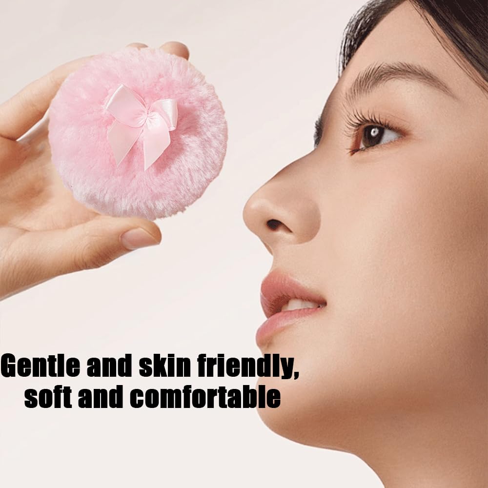 Luxury 4.2 Inch Glass Powder Container with 2 Plush Puffs｜Non-Sealed Refillable Organizer for Body Powder&Makeup｜Setting Powder Applicator w/Loose Powder Storage(Pointed Cylinder-Clear-Large)