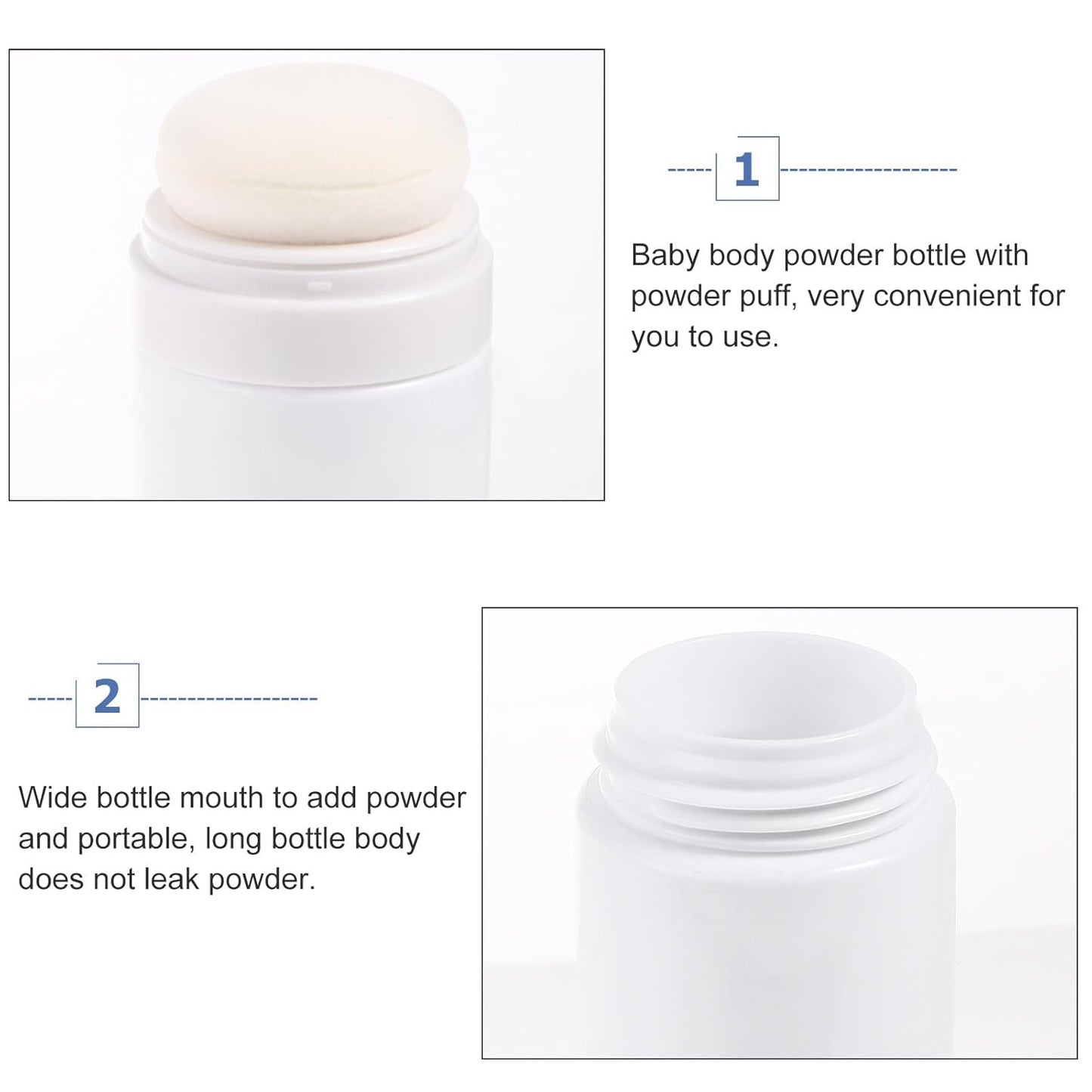 Travel Powder Puff Box with Puff, Body Powder Dispenser for Baby and Women, Loose Powder Bottle Container for Talcum and Dusting Powder