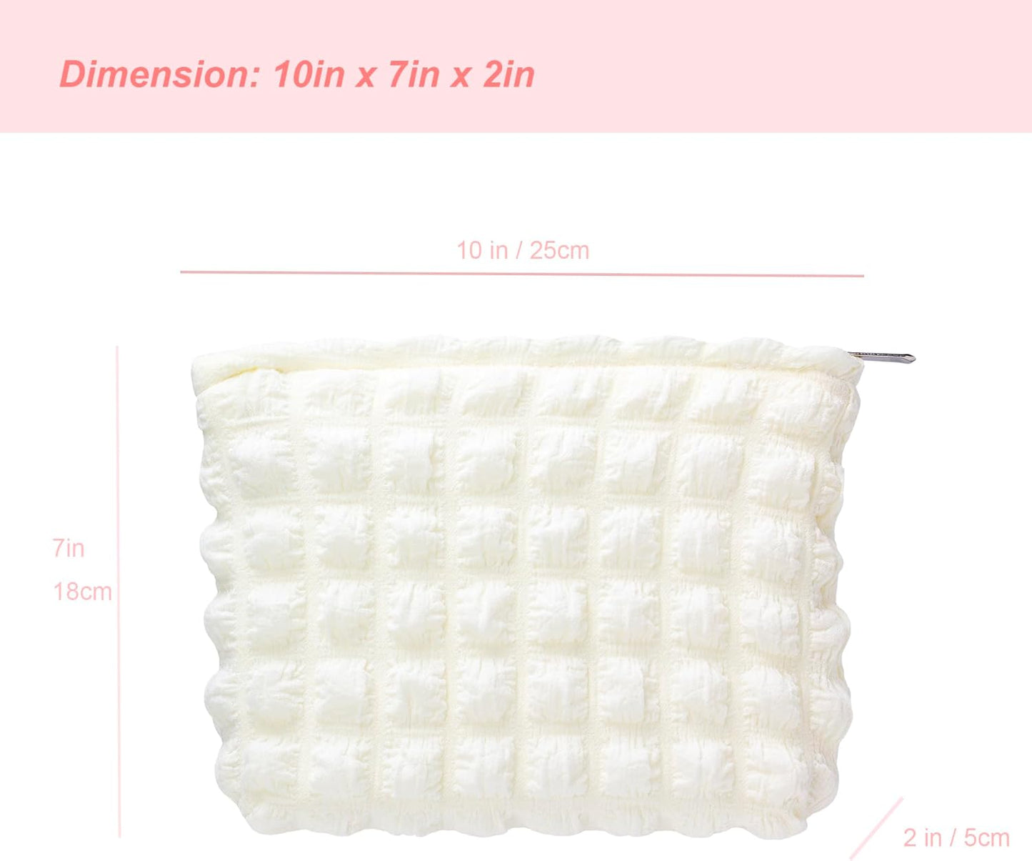 PAZIMIIK Floral Makeup Bag Large Cotton Zipper Pouch for Purse Travel Canvas Make Up Organizer for Women Cosmetic,Bubble Beige