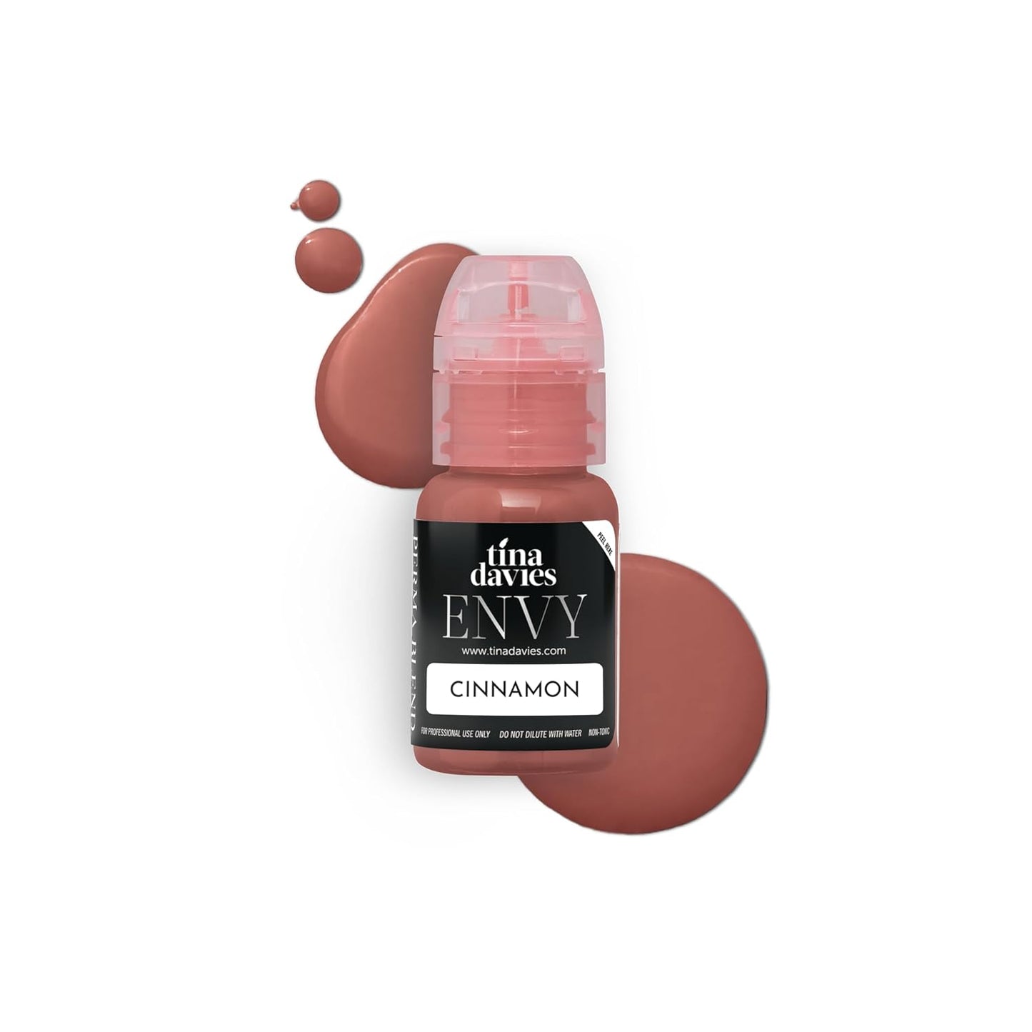 Tina Davies Professional Envy & Lust Lip Pigments - Permanent Lip Makeup - Colors Heal True to Tone - High Retention - Envy Cinnamon, 1/2oz/15ml Bottle