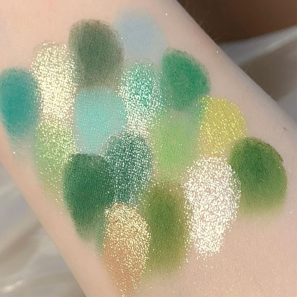 16 Colors Green Olive Matte Shimmer Eyeshadow Palette for Eye Makeup,High Pigmented White Gray Eye Shadow Primers Powder Palet de sombras de ojos