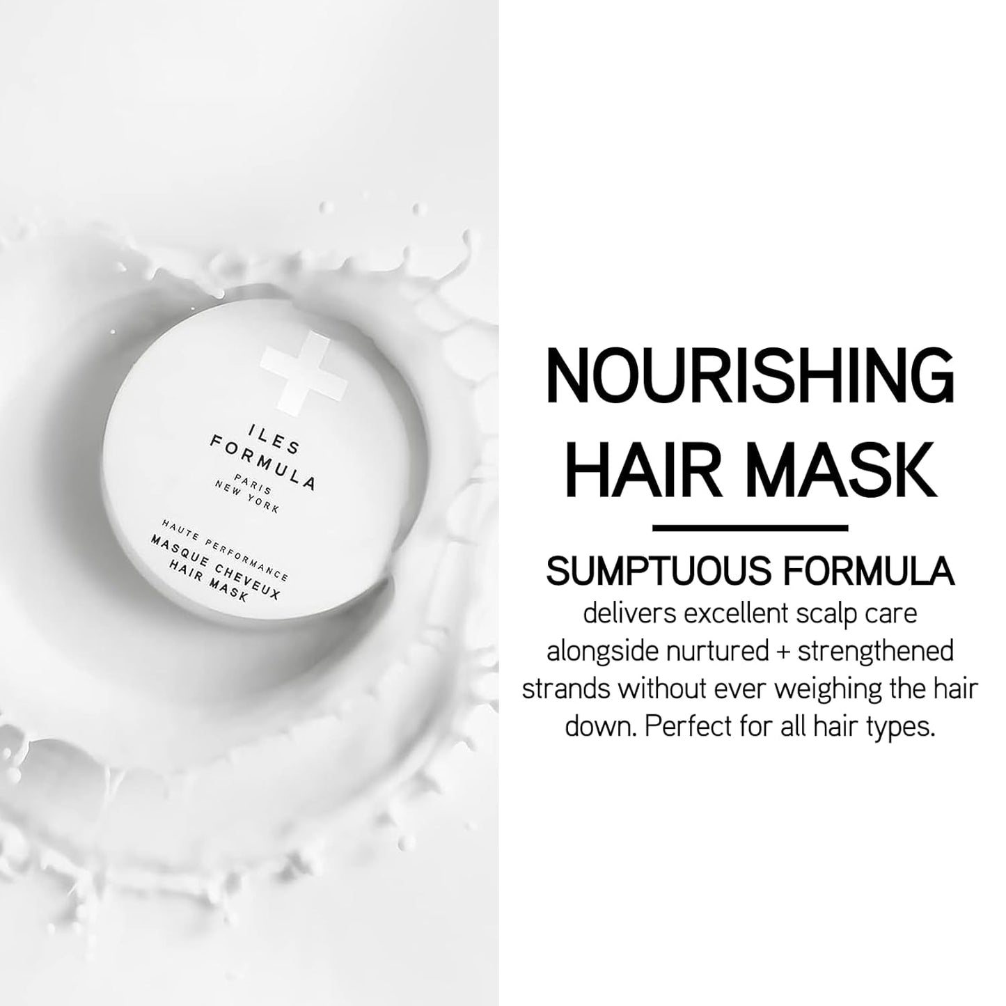 ILES FORMULA Hair Mask – Deep Conditioning Hair Treatment for Dry, Damaged, Frizzy Hair - Lightweight Hair Repair Mask with Tucuma Butter, Macroloba Seed, Vitamins B5 & E | Hydrating, Color-Safe