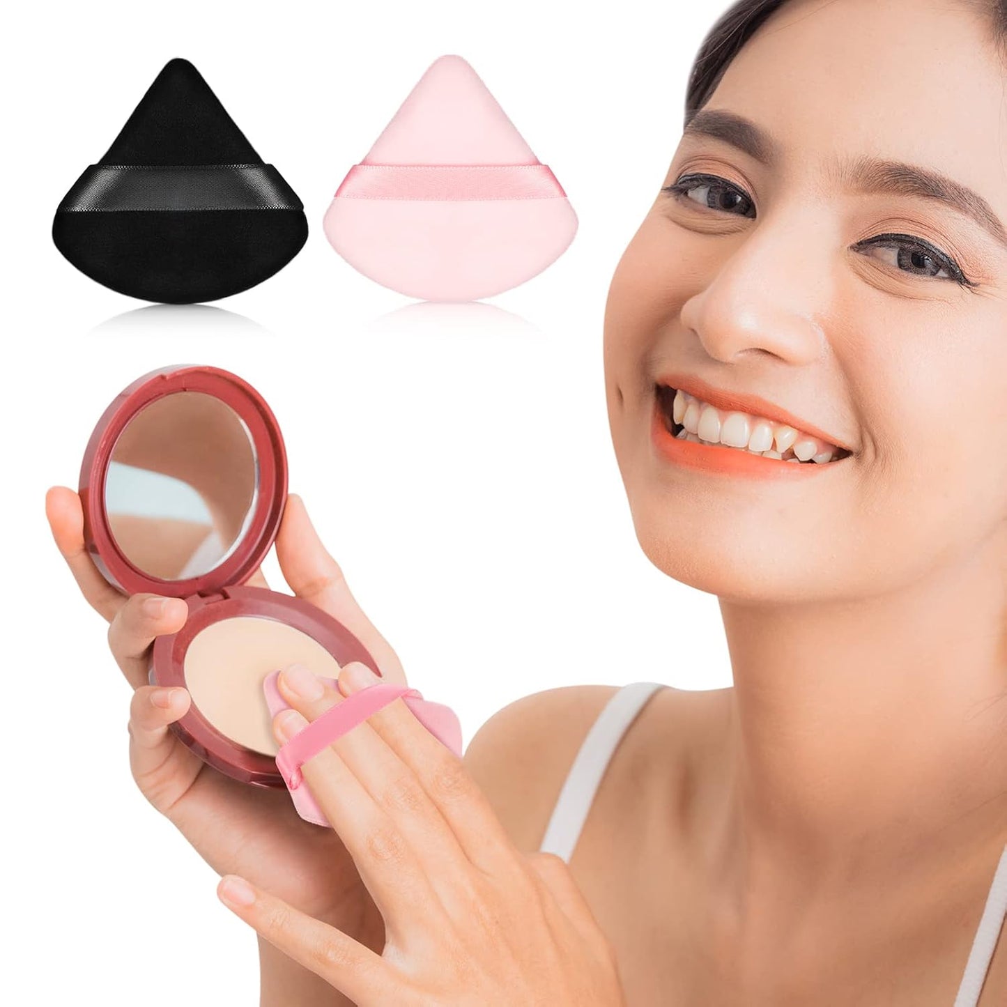 Maitys 12 Pieces Powder Puff Triangle Face Makeup Cosmetic for Loose Powder Soft Body Washable Reusable Foundation Sponge Mineral Wet Dry Makeup Tool for Women(Small,Black, Pink)