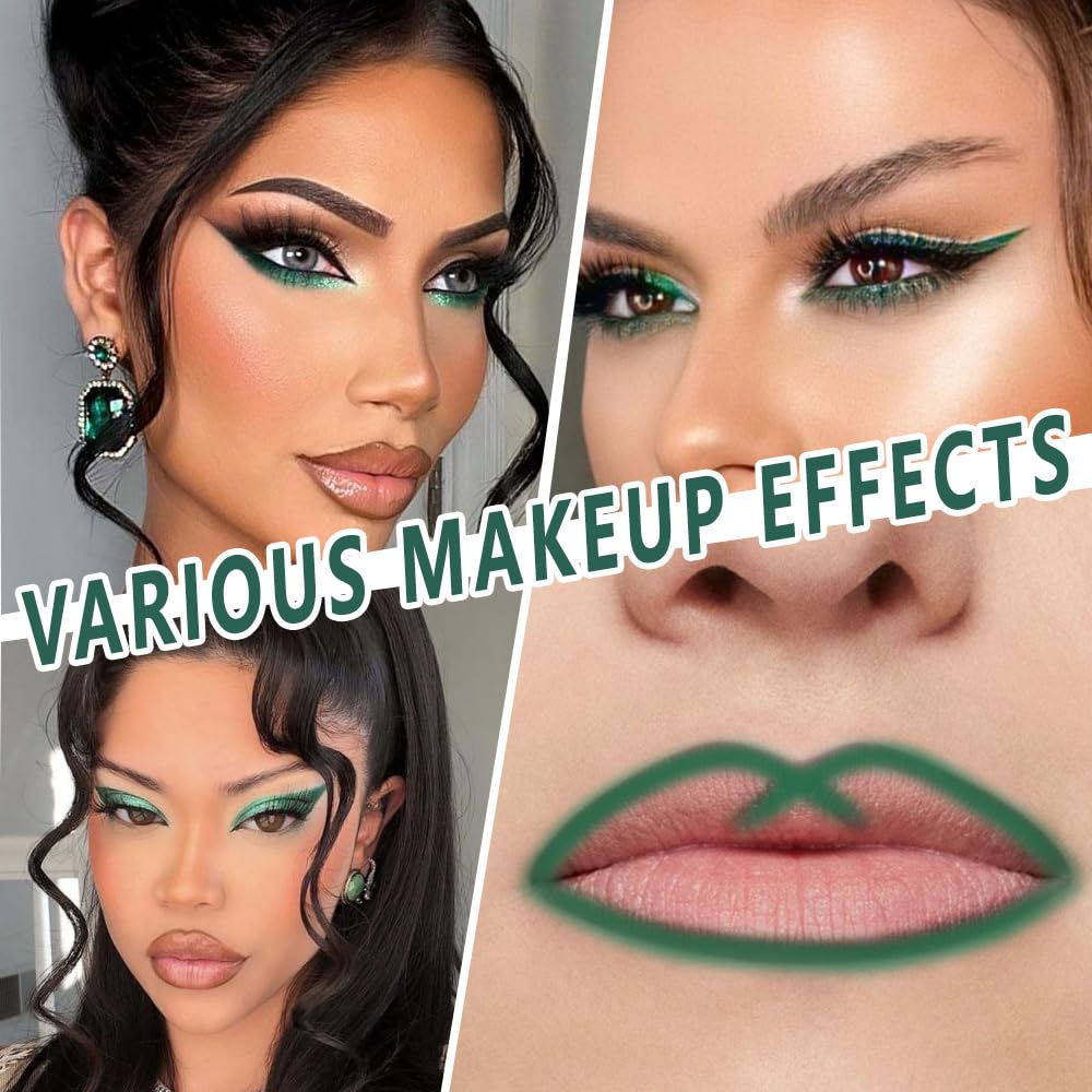 evpct Green Eyeliner Pencils for Eyes, Dark Emerald Green Colored Eye Liner Pencil Makeup Waterproof Smudge Proof, Colored Gel Waterline Eyeliner Liquid Face Eye Paint Stick Lipstick Halloween Makeup