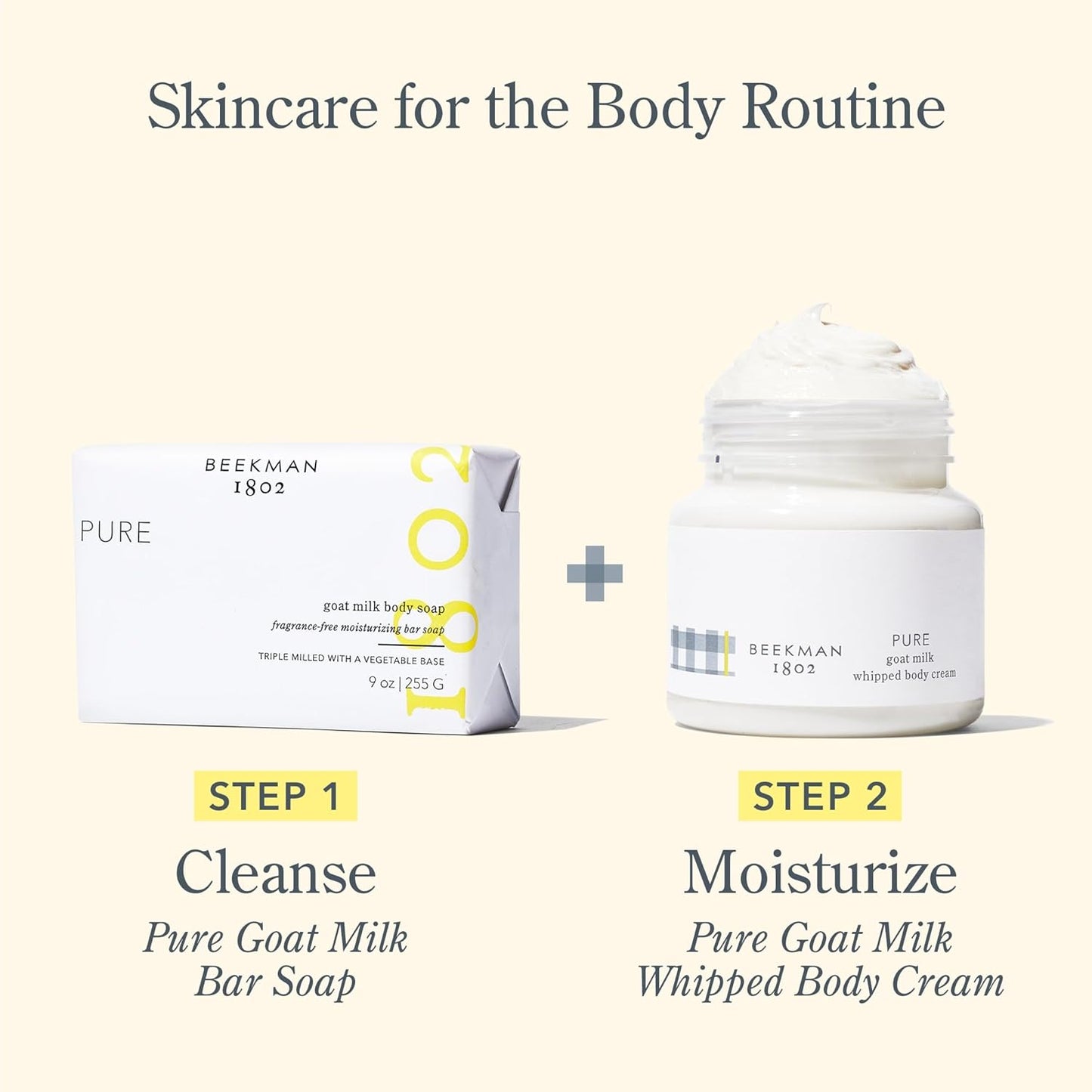 Beekman 1802 Whipped Body Cream, Pure, 2oz - Fragrance Free - Moisturizes, Soothes & Softens - With Coconut Oil & Mango Seed Butter - No Irritation - Good for Sensitive Skin