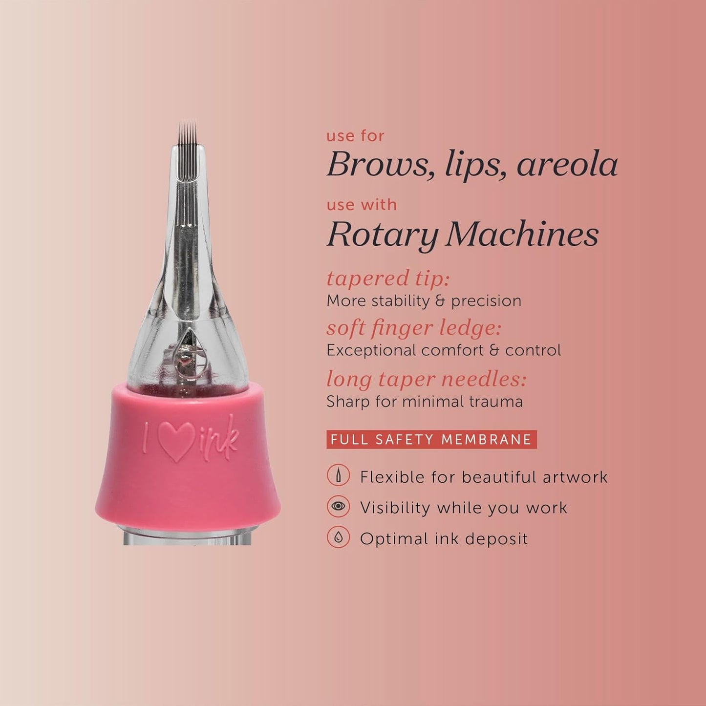 Tina Davies PIXL Cartridge, 7-Curved Magnum Long Taper Cartridge for Eyebrows, Lips, Eyelids, and Areolas .25mm 7CMLT, Pack of 10