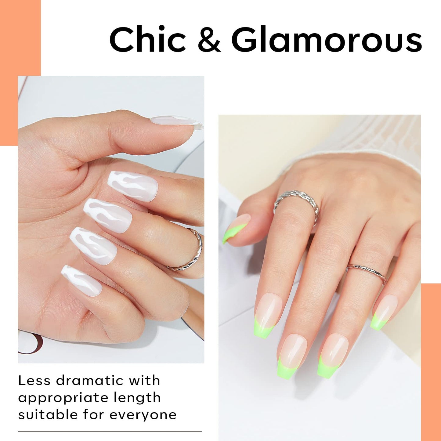 Modelones Short Coffin Nail Tips - 500Pcs Fake Nails Gel Tips Half Matte Full Cover No Filed Stronger Press on for Manicure Extension Art DIY Salon 10 Sizes