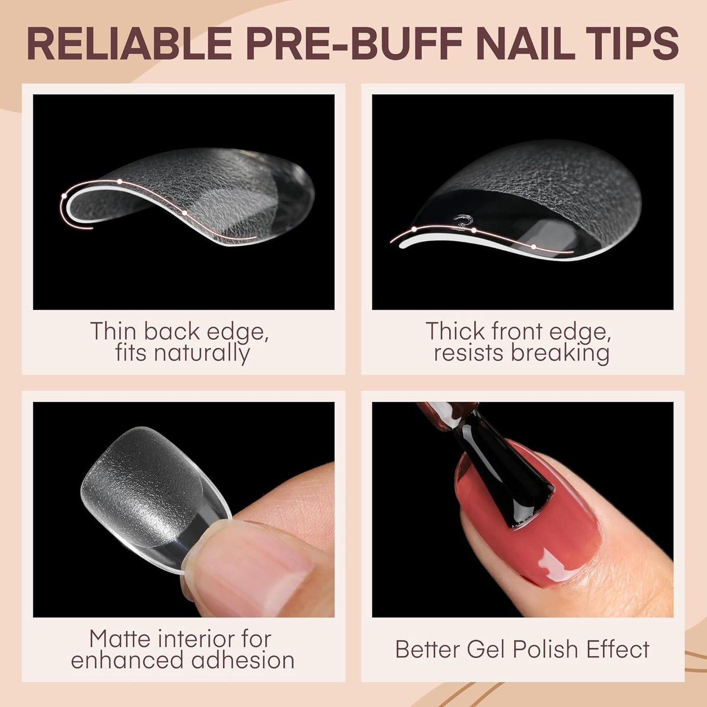 Short Oval Round Nail Tips - 240 Pcs Half Matte Clear Gel Acrylic Nail Tips Full Cover Soft Gel Short Oval Press On Nails Pre-Shaped For Nail Extension Art DIY Salon 12 Sizes