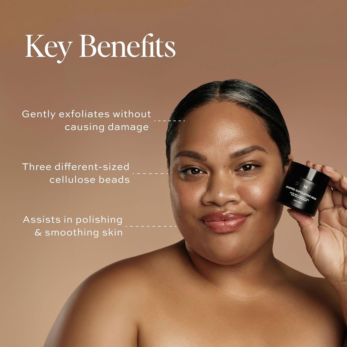 DIME Beauty Whipped Exfoliating Mask, Face Scrub and Cleanser, Lactic Acid and Salicylic Acid Scrub, 2 oz / 60 ml