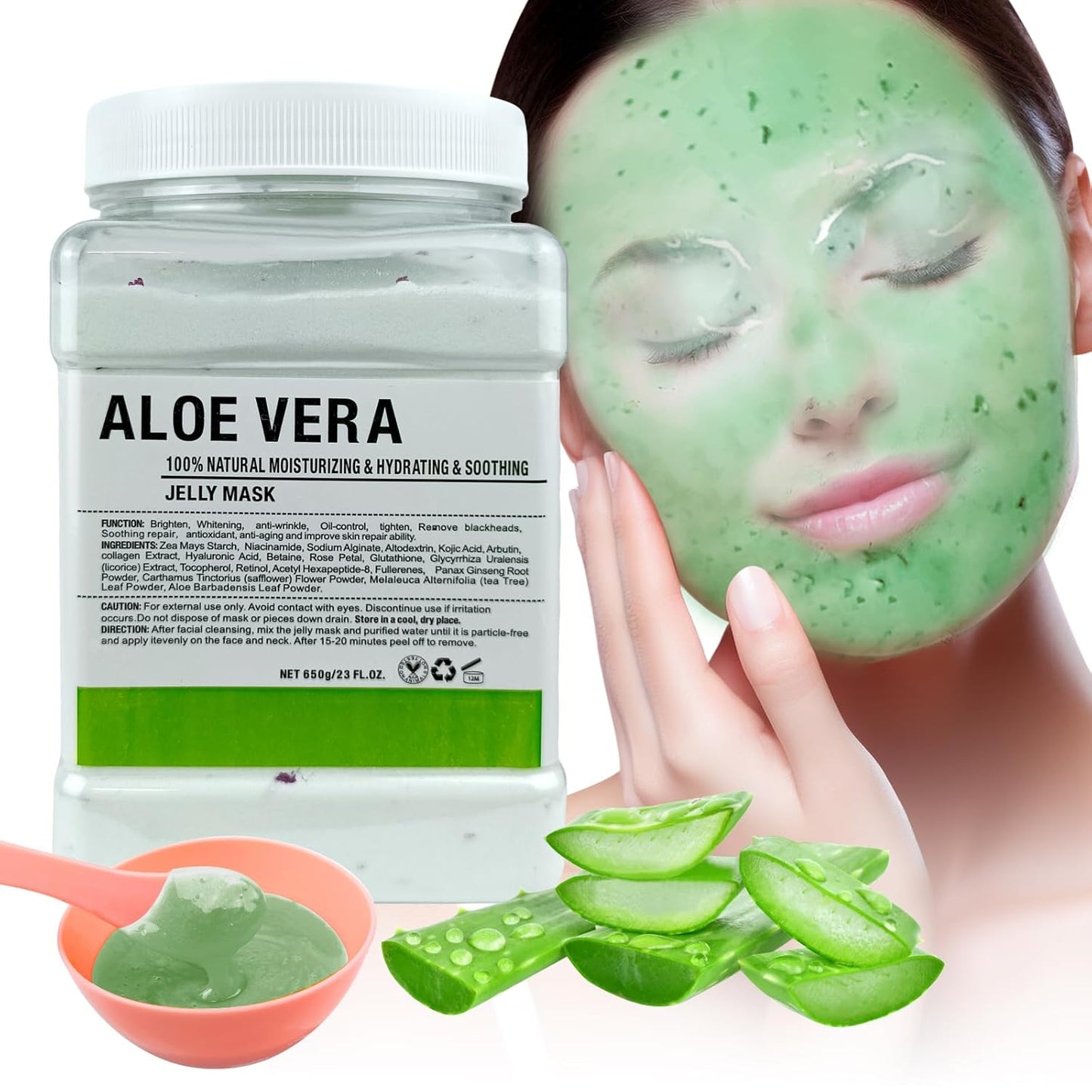 Jelly Mask for Facials Professional, Hydrating & Moisturizing Peel-Off Natural Gel Face Mask SkinCare, Professional Spa Use Jelly Face Masks, Deep Hydration & Glow 23 Fl Oz (Aloe Vera)