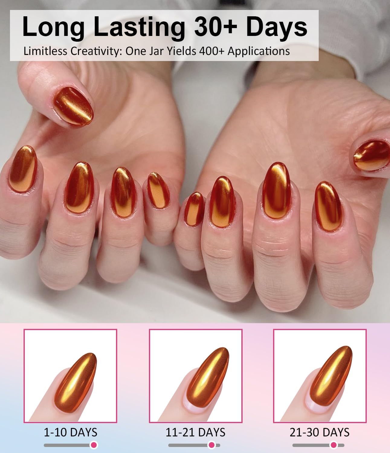 Rose Gold Chrome Nail Powder: Metallic Mirror Powder Holographic Pigment Powder Silver Green Chrome Nail Powder for Nails Rose Gold Nail Chrome Powder for Nails Art DIY Decoration