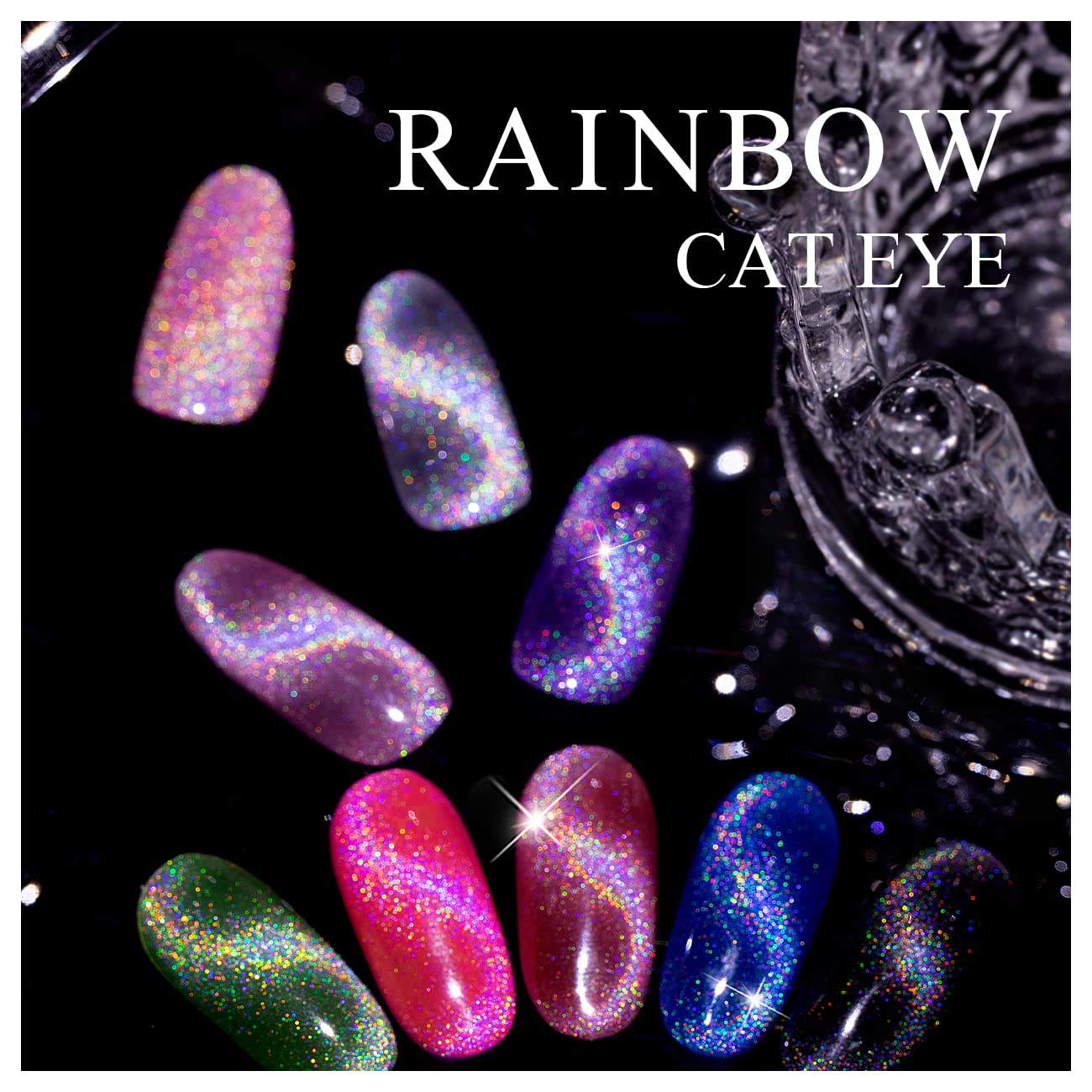 RARJSM Cat Eye Gel Nail Polish, Galaxy Chameleon Magnetic Gel Polish Blue Holographic Glitter Soak Off U V L E D DIY Manicure Art for Salon Designs and Home DIY 7.5ML/0.26fl oz