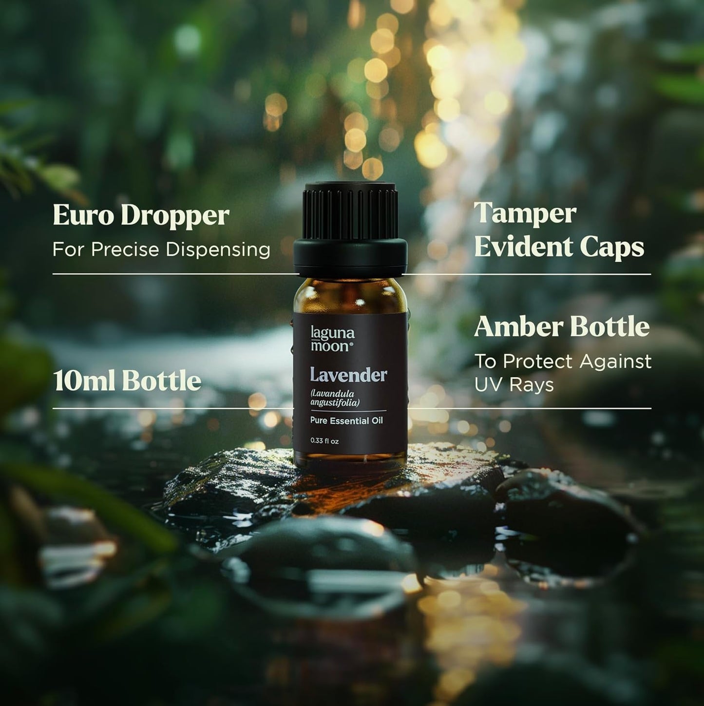 Lagunamoon Essential Oils Set - Top 6 Blends for Diffusers, Home Care, Candle Making Scents, Fragrance, Aromatherapy, Humidifiers, Gifts - Peppermint, Tea Tree, Lavender, Eucalyptus, Orange (10mL)