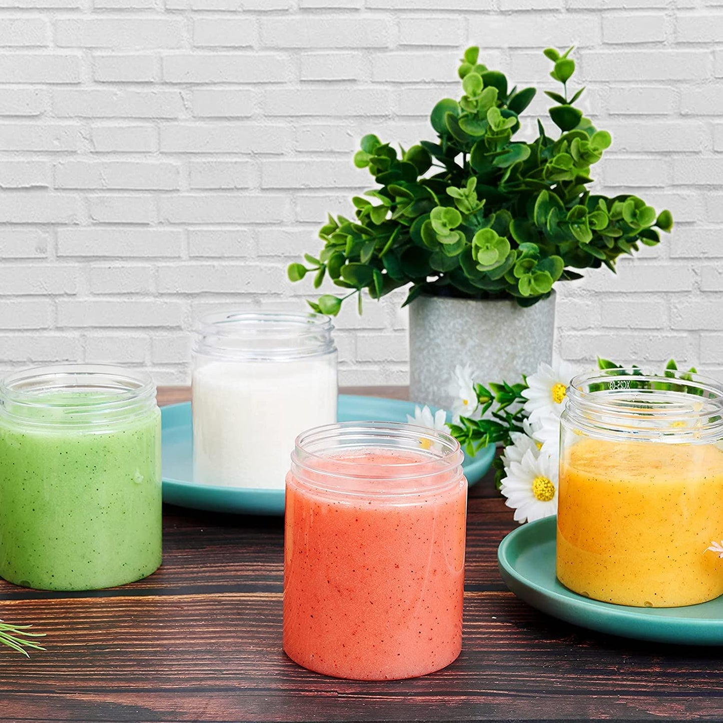 Eternal Moment 36 Pack 8 OZ Plastic Jars Round Clear Cosmetic Container Jars with White Lids, Perfect for Lotion, Slime，Cream, Ointments, Makeup, Eye Shadow, Samples, Pot, Travel Storage ﻿