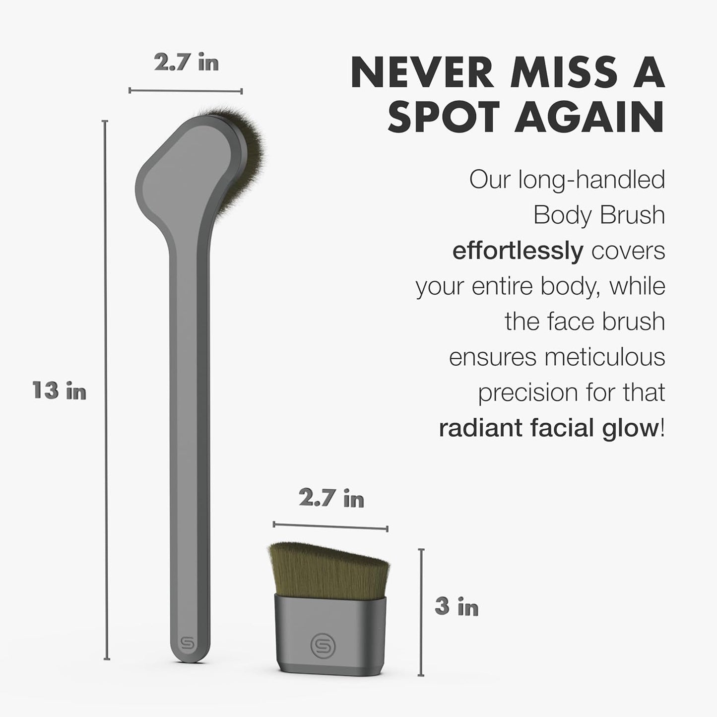 SONN Self Tanner Brushes - Body and Face Kabuki Brush Applicator for Fake Tan, Lotion, Makeup, and Sunscreen, Back Applicator for Sunless Tanner and cream (Face Brush)