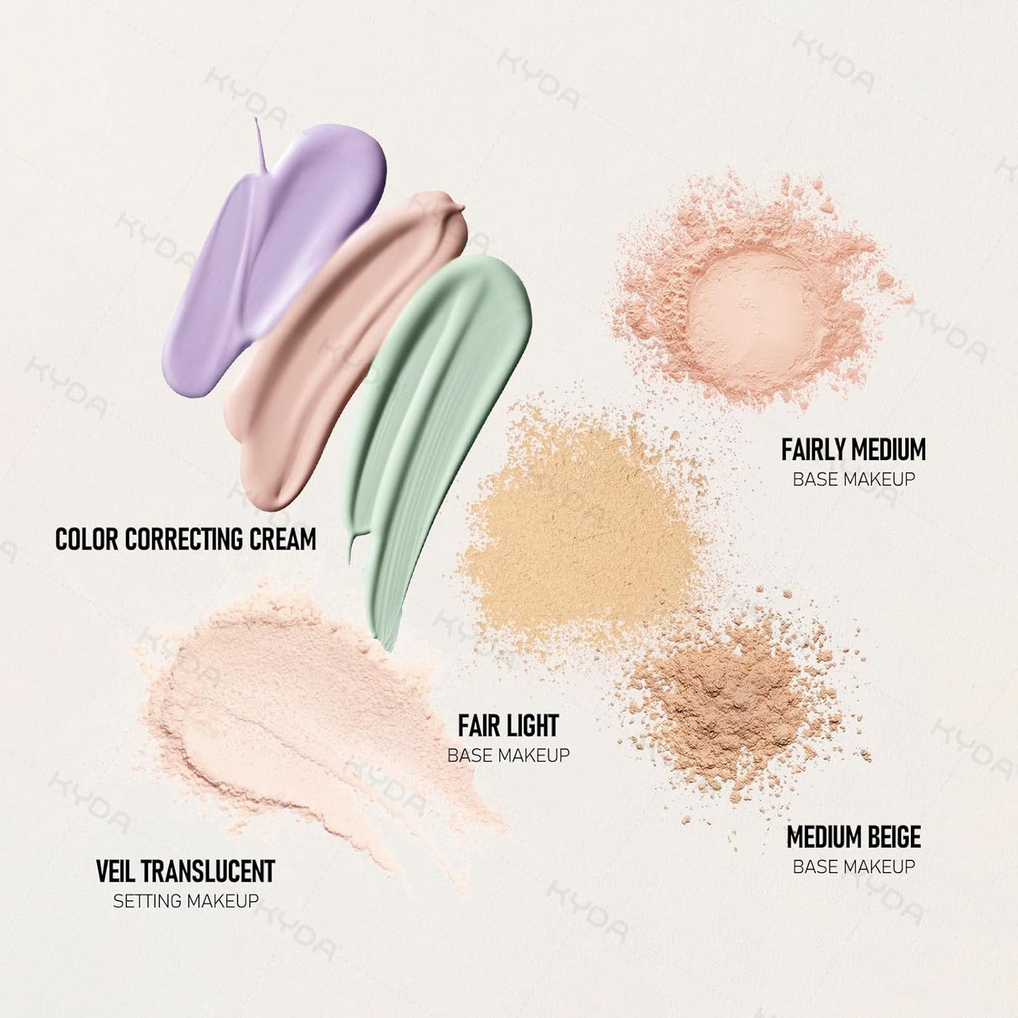 KYDA Mineral Makeup Kit, Includes SPF 50 Color Correcting Primer, SPF 35 Loose Powder Foundation + Translucent Loose Setting Powder, Foundation Brush, Makeup Starter Set, Travel Size - Fair Light