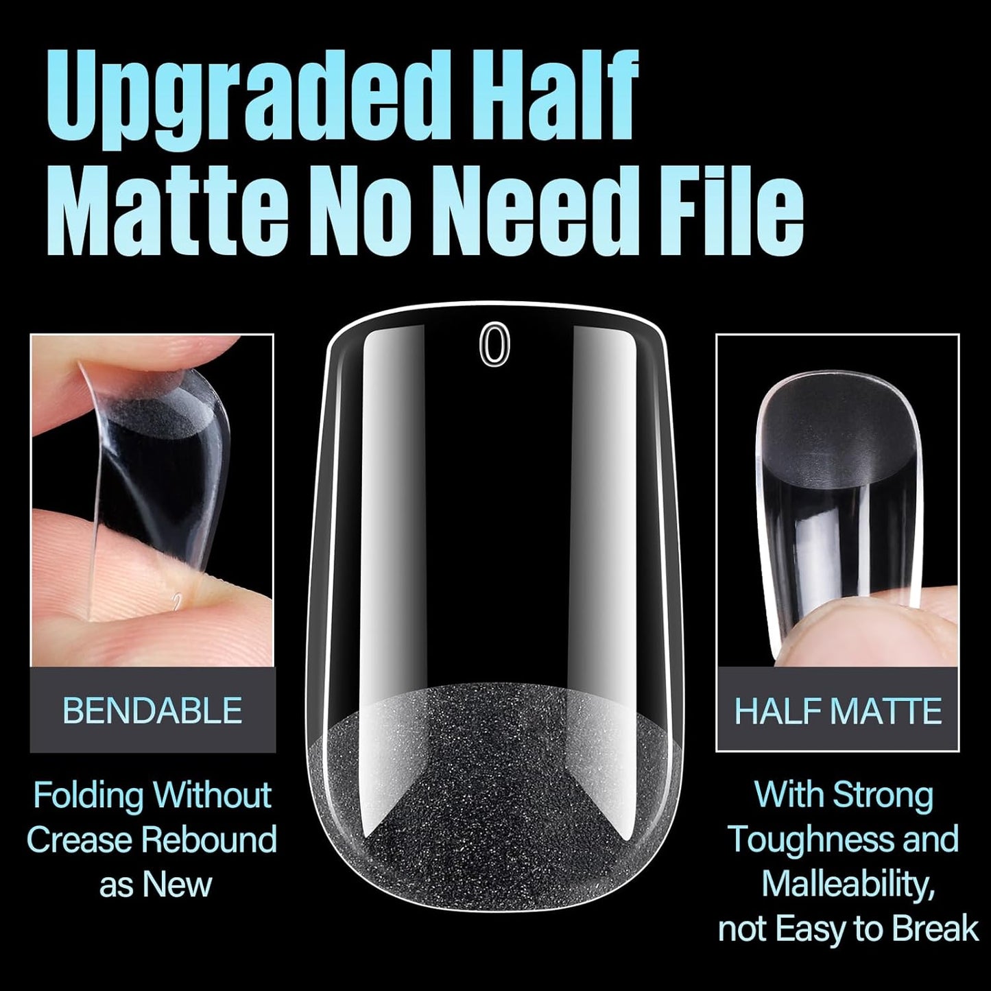 TOMICCA Short Square Nail Tips, 504Pcs Soft Acrylic Nail Tips Square, Press on Nail Acrylic False Nails for Nail Extension DIY Nail Salon 12 Sizes