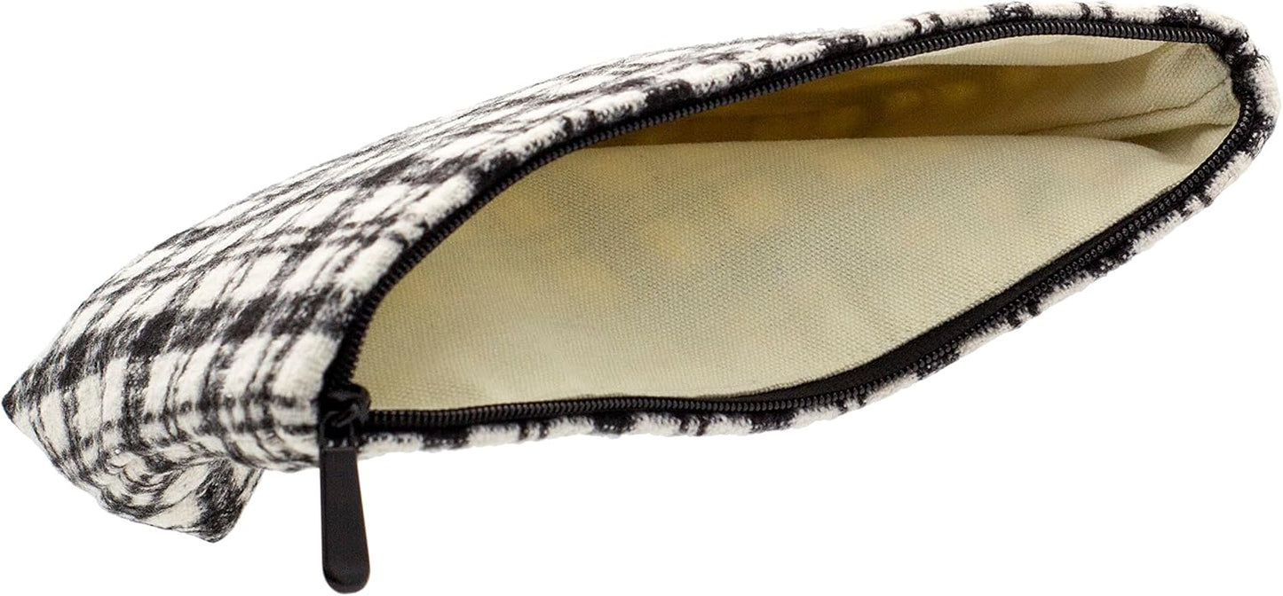 Makeup Bags for Purse Zipper Cosmetic Pouch Large Travel Canvas Make Up Organizer Tool Pouch for Women and Girls,Plaid Black