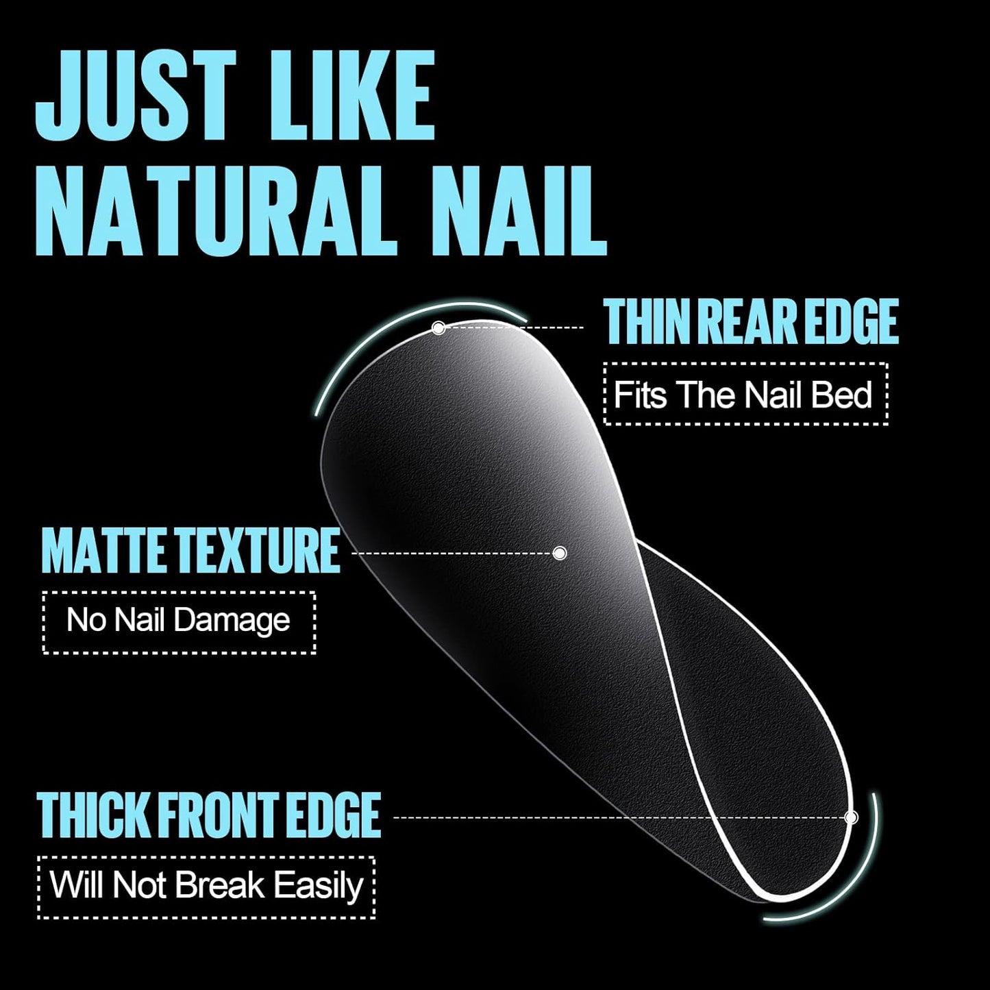 TOMICCA Extra Short Oval Nail Tips - 450Pcs Acrylic Nail Tips, 15 Sizes Fake Gel Tips, Double-sided Matte Full Cover Gel Tips for Nail Extensions