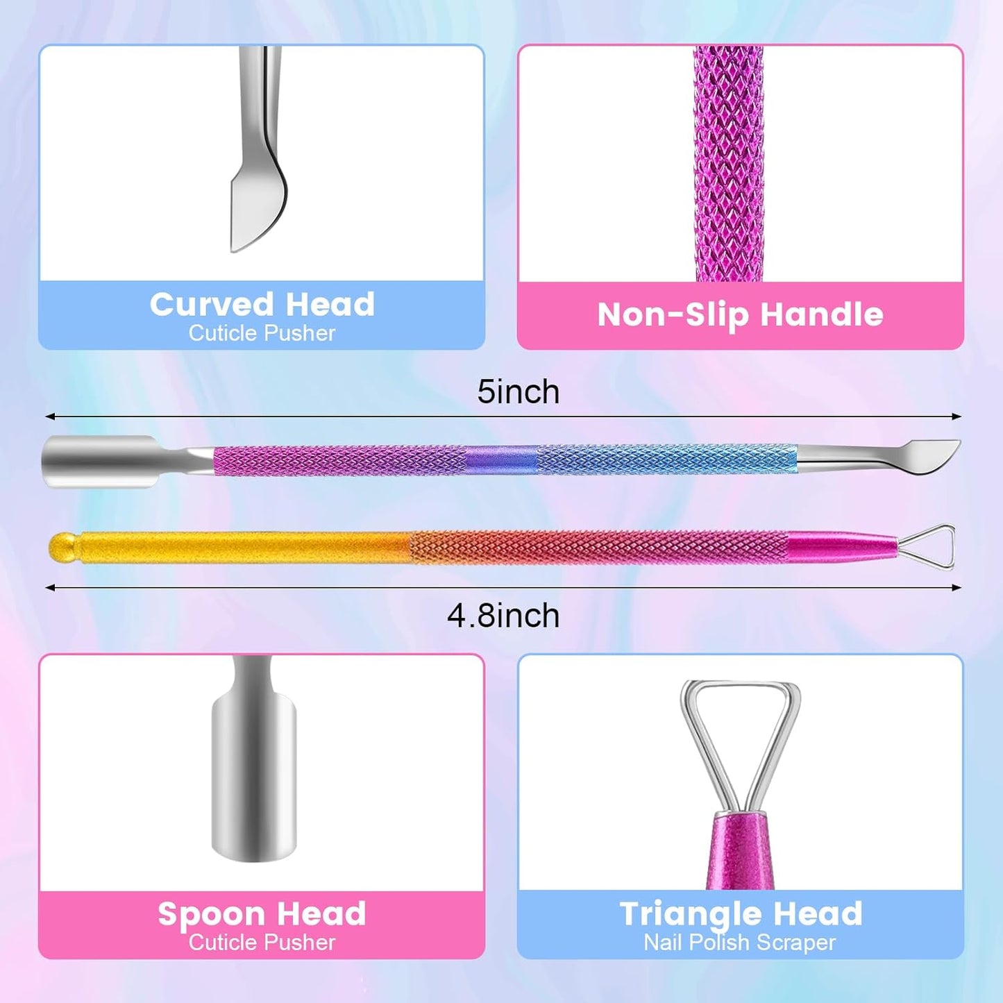 Gel Nail Polish Remover, Professional Gel Polish Remover for Nails Non-Irritating Easily & Quickly Remove Nail Polish, Gel Remover Tools Kit Nail File Cuticle Pusher Nail File Grit