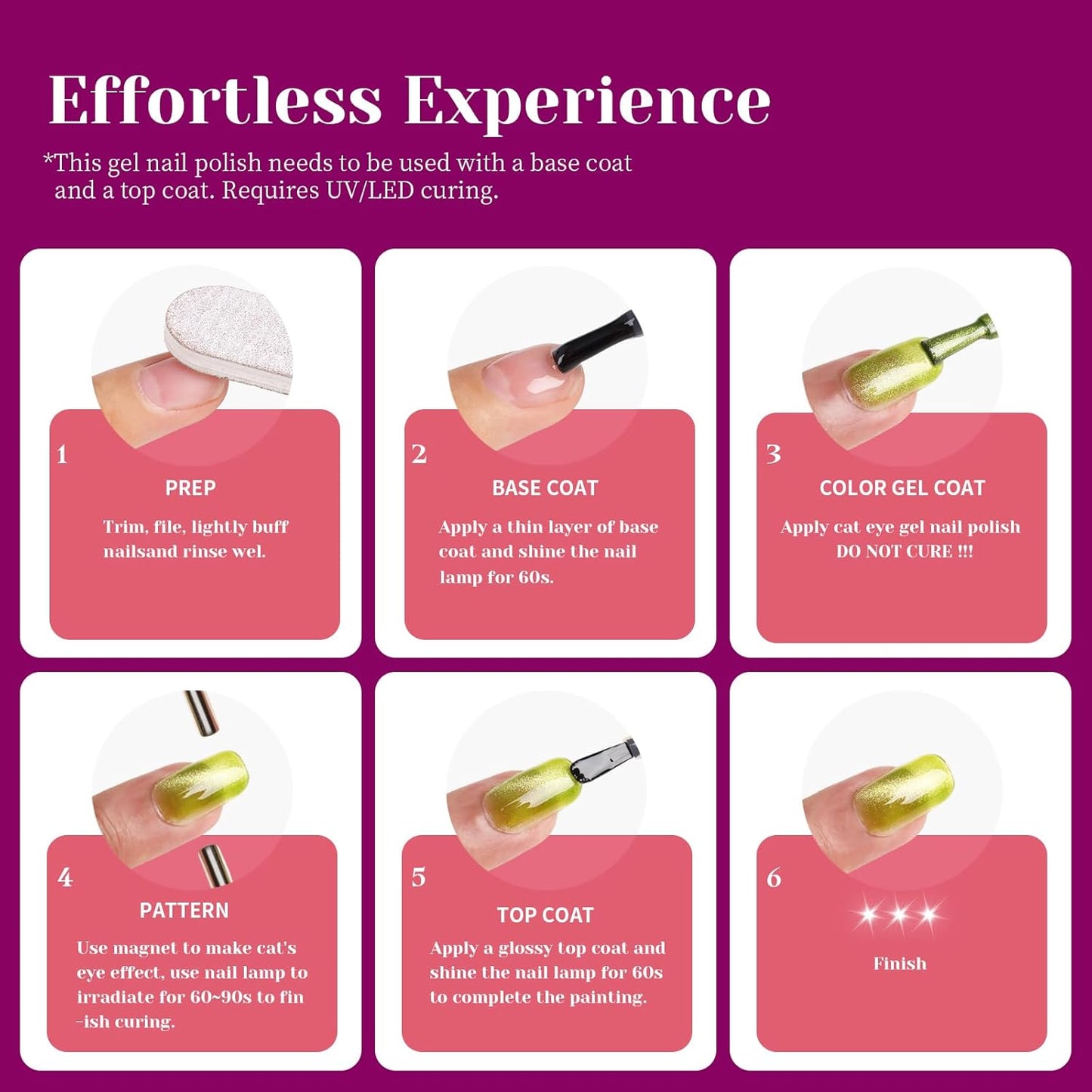 Deep Red Purple Cat Eye Gel Nail Polish - Perfect for DIY at Home & Ideal Gift for Nail Art Lovers!