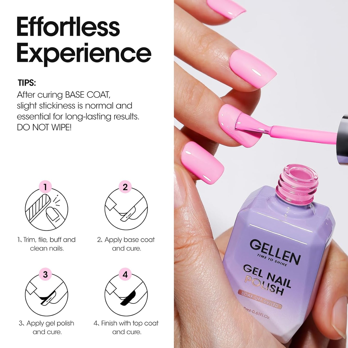 Gellen Pink Gel Nail Polish, 18ML 1Pc Pink Purple Gel Polish Soak off UV LED Nail Lamp Pink Nail Polish for Spring Summer Salon DIY Nail Art Manicure at Home Holiday Gift for Women, 0.61 Fl Oz