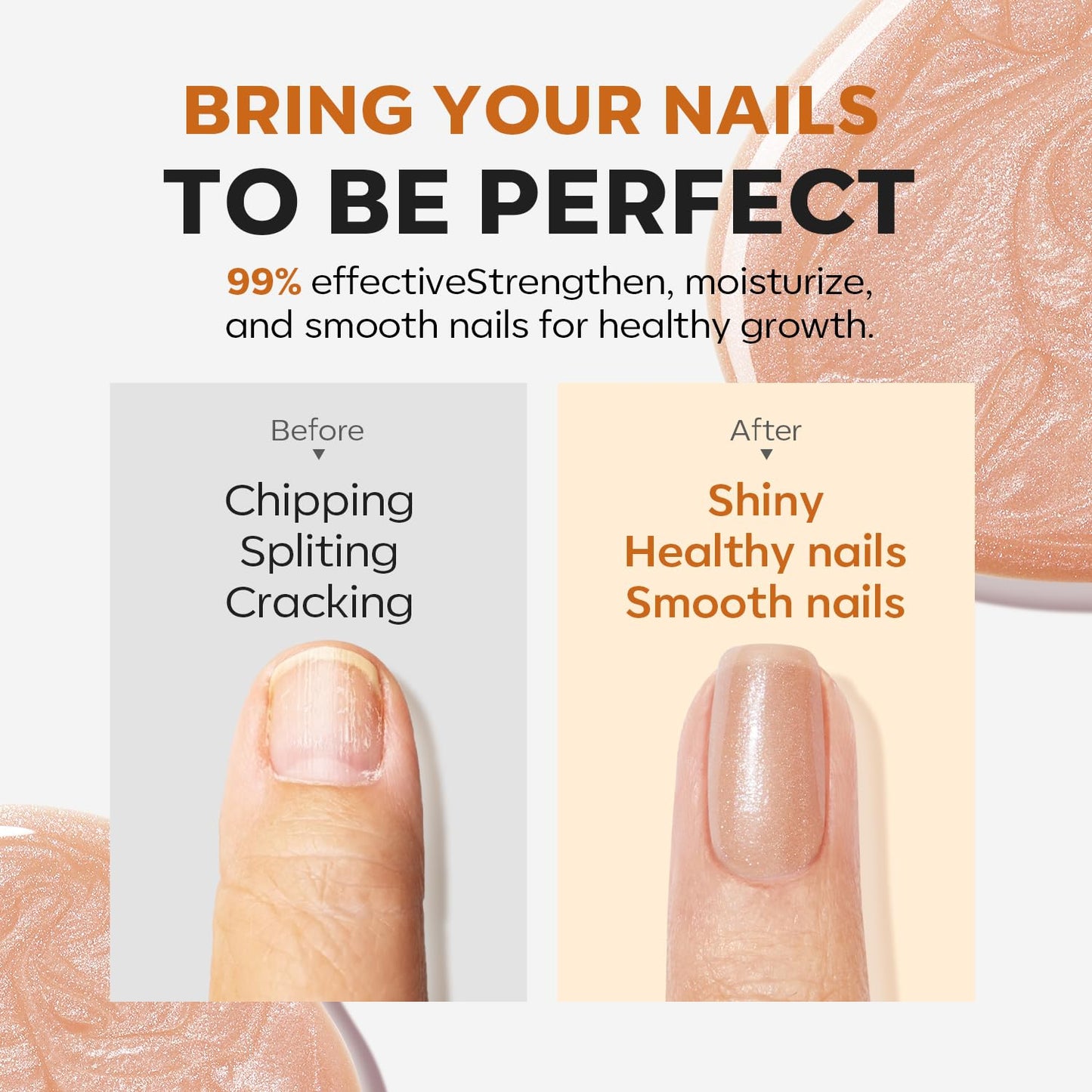 modelones Nail Strengthener, 8-in-One Nail Ridge Filler Base Coat Nail Polish Repair Nail Growth Treatment for Thin and Damaged Nails, Sparkling Champagne, 15ml