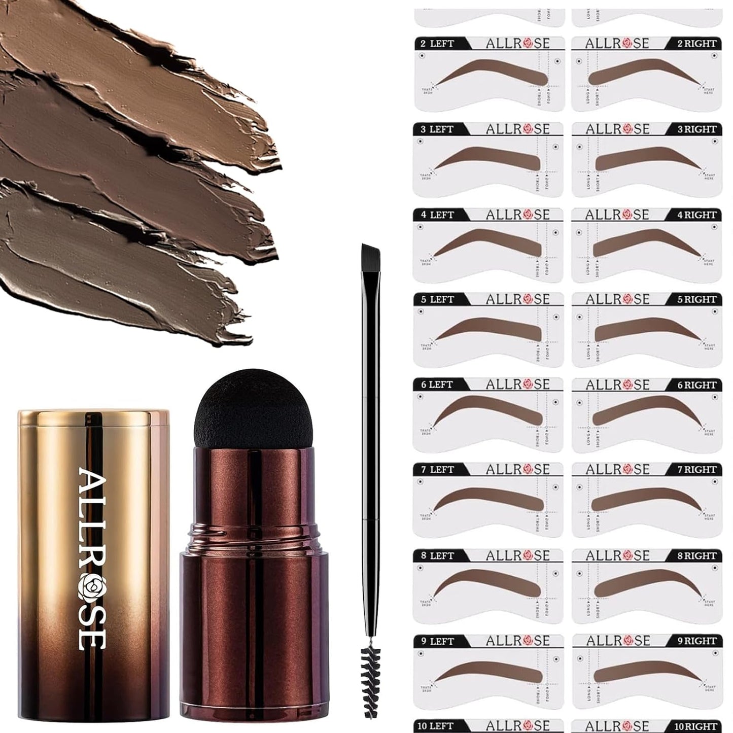 Eyebrow Stencils, ALLROSE Eyebrow Stamp Stencil Kit Perfect Eyebrow Waterproof Eye Brow Stamp Stencil Kits, Eyebrow Kit for Women with 20PCS Brow Shaping Kit Eyebrow Tinting Kit, Blonde