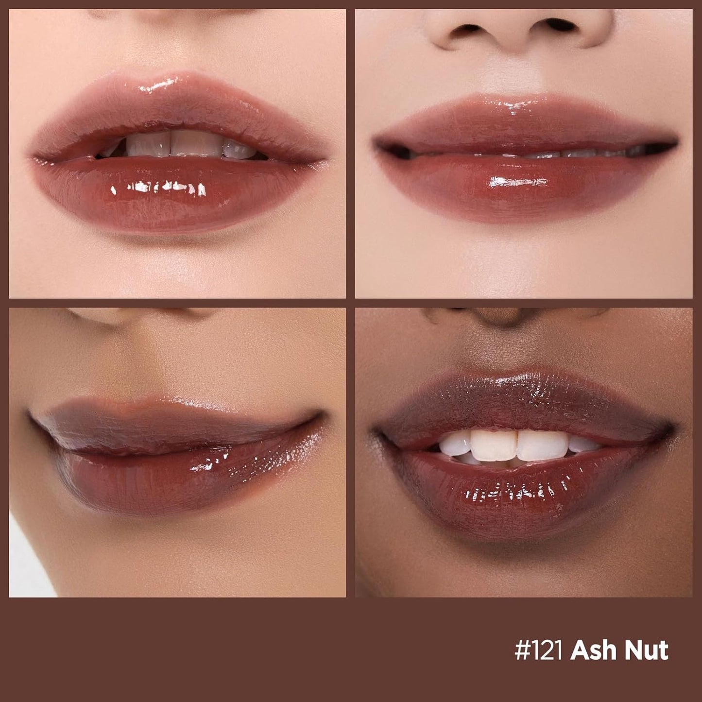 Laka Fruity Glam Lip Tint Mini, Glowing Lip Stain with Wide Color Spectrum, Hydrating & Lightweight Texture, Long-Lasting Bold Stain, Non-Sticky, Vegan, K-Beauty (#121 Ash Nut)