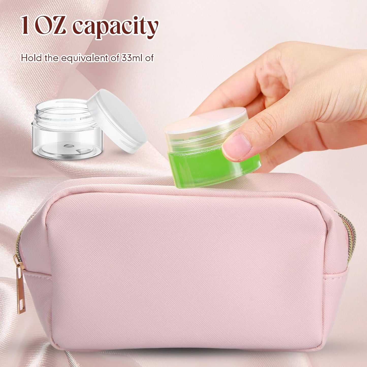 SATINIOR 100 Pcs Plastic Jars with Lids Small Containers Lids Wide Mouth Small Plastic Containers for Lotion Cream Rhinestones Body Butters Travel Storage(1 oz,Clear)