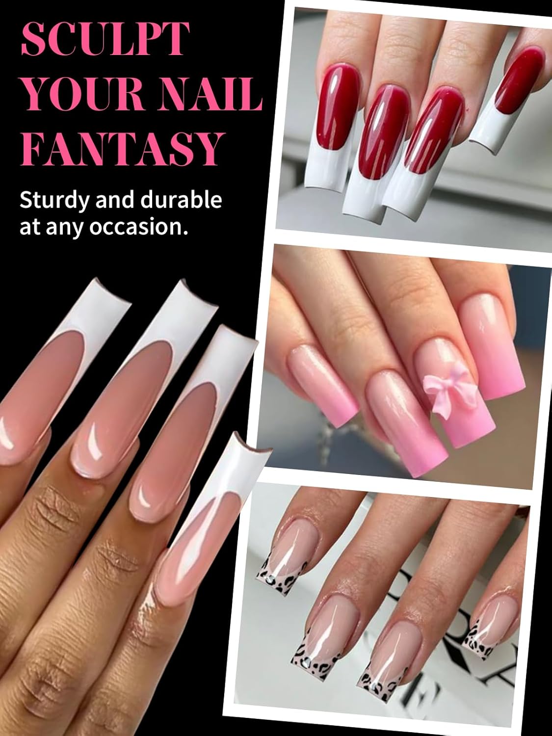 EBANKU Dual Nail Forms for Poly Extension Gel, 120 PCS Purple Square Nail Molds Reusable 12 Sizes Nail Extension Forms for Builder Gel Manicure Design Salon DIY