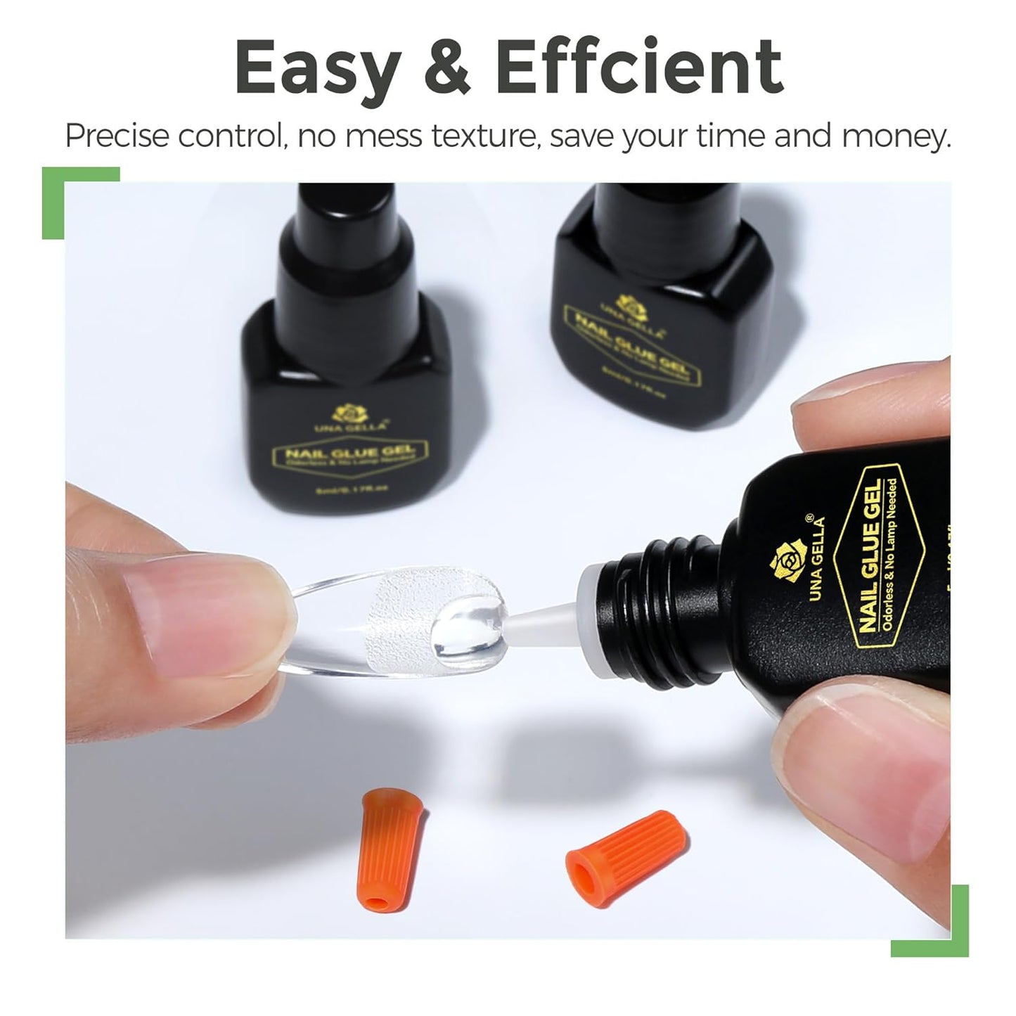 UNA GELLA Gel Nail Glue for Press Ons: 10s Fast Dry No U V Lamp Needed Glue Gel, 3pcs*5ml Upgrade Super Strong Nail Adhesive for Press on Nails, Nail Tips&Acrylic Nails-Maximum Strength, Long-lasting